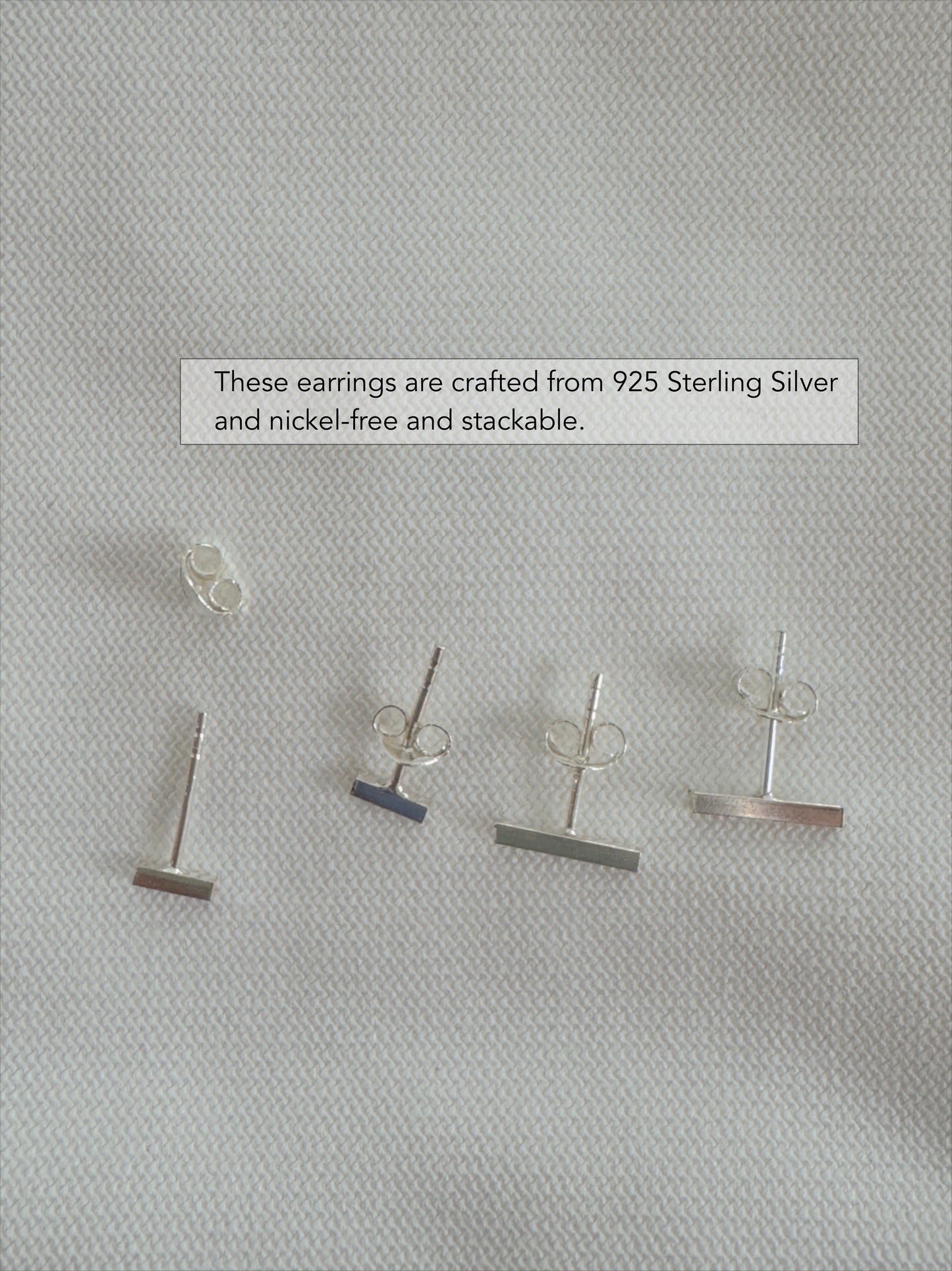 Silver Bar Stud Earrings | Minimalist 4mm 10mm