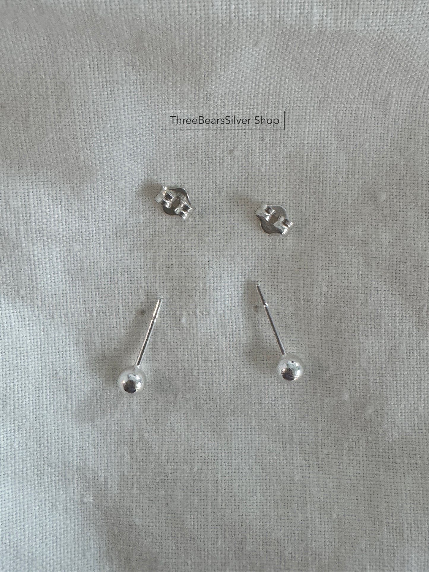 3mm Sterling Silver Ball Stud Earrings | Minimalist Everyday Studs