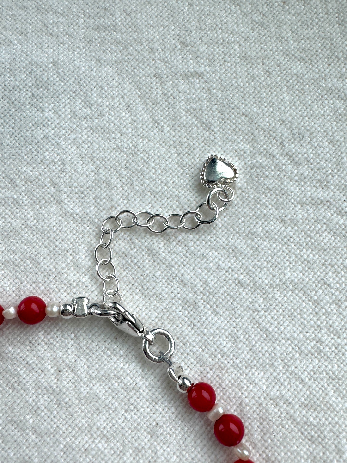Silver Gemstone Red Pointed Bracelet