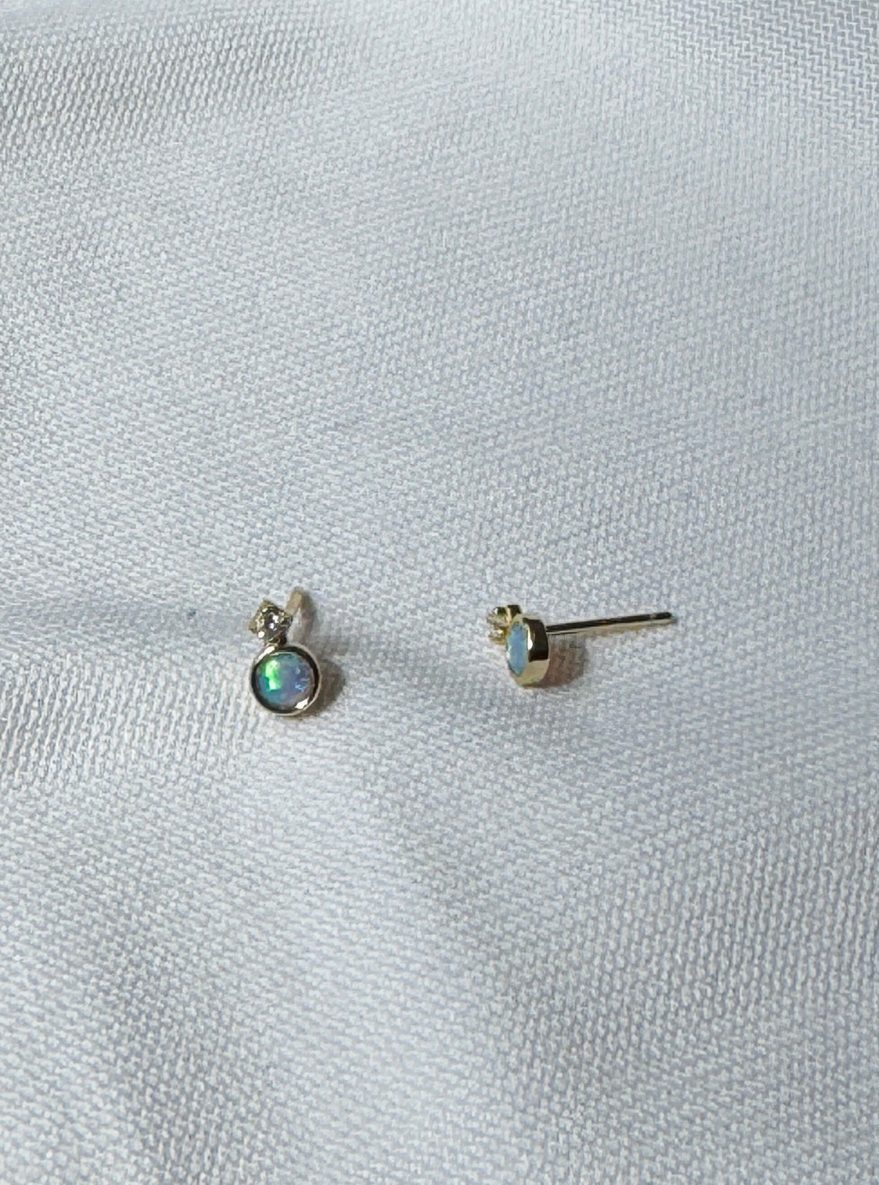 Opal Stud Earrings – Minimal Gold Plated Sterling Silver