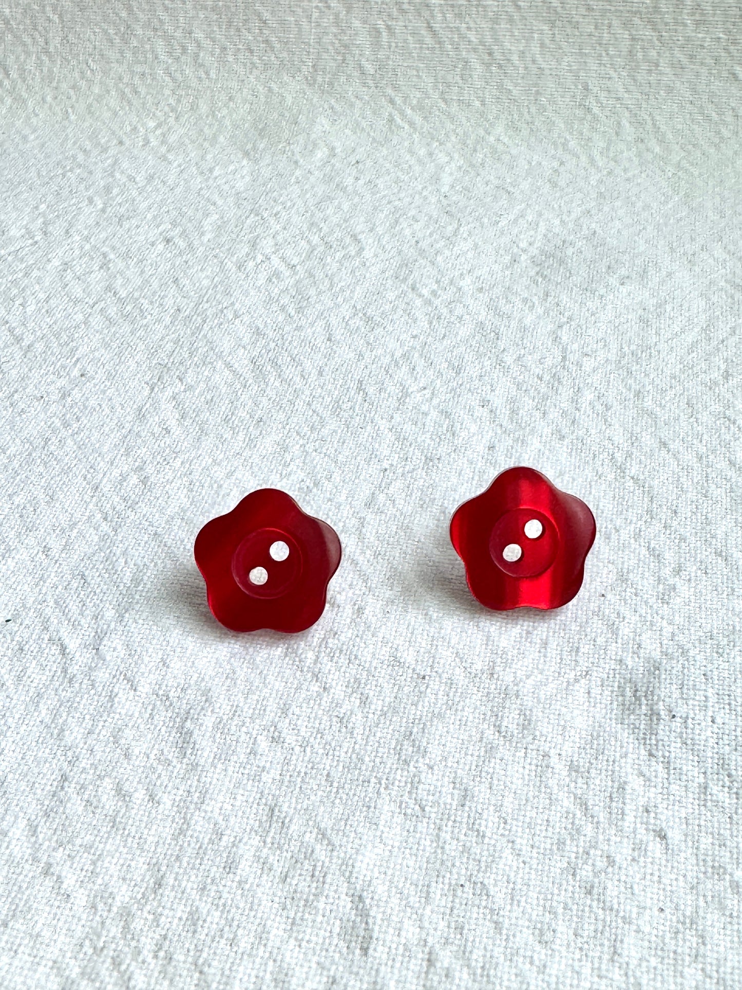 Red Shell Button Earrings