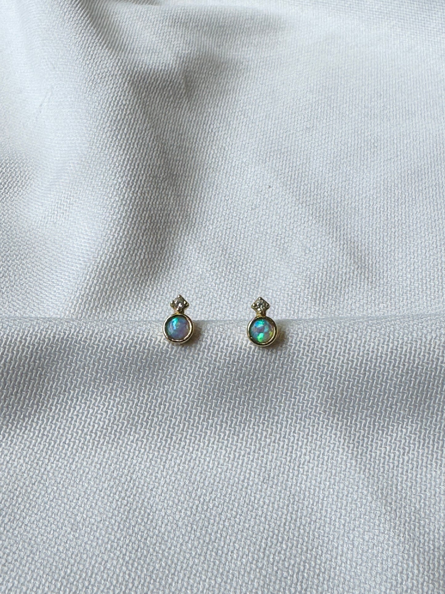 Opal Stud Earrings – Minimal Gold Plated Sterling Silver