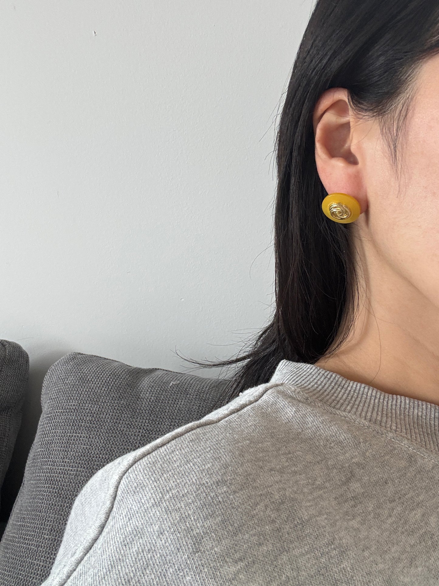 Vintage-Inspired Yellow Button Earrings
