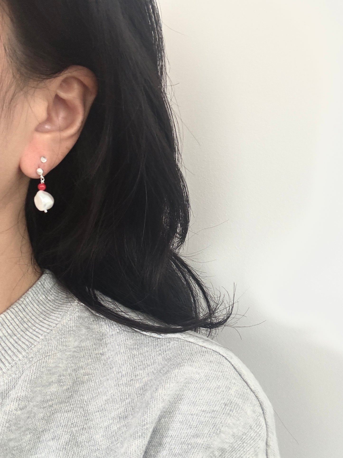 ✧ Red Sea Bamboo & Pearl Dangle Earrings – by Jenlet