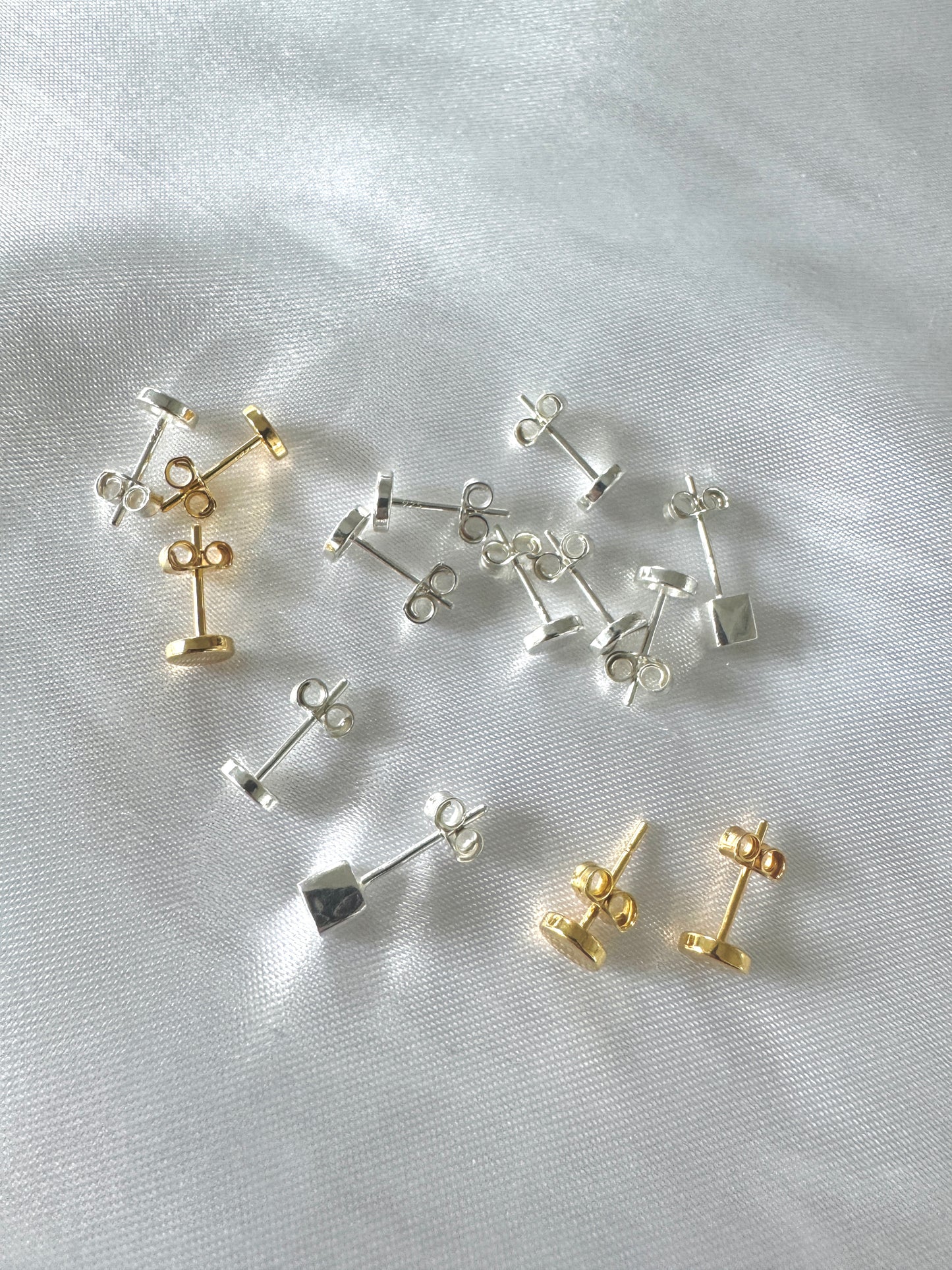5mm Stud Earring Set – Sterling Silver & Gold Plated, Circle & Square Shapes