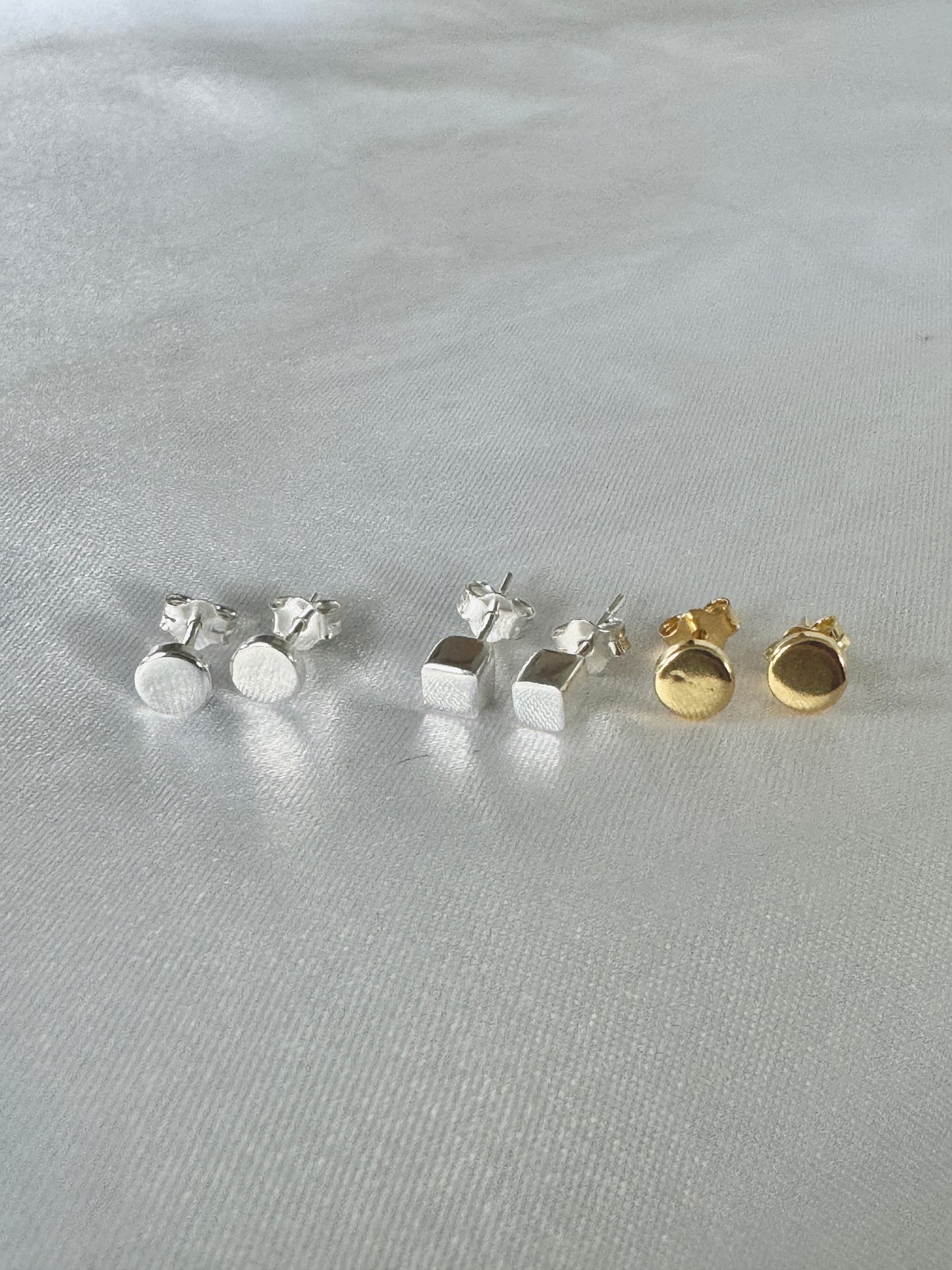 5mm Stud Earring Set – Sterling Silver & Gold Plated, Circle & Square Shapes