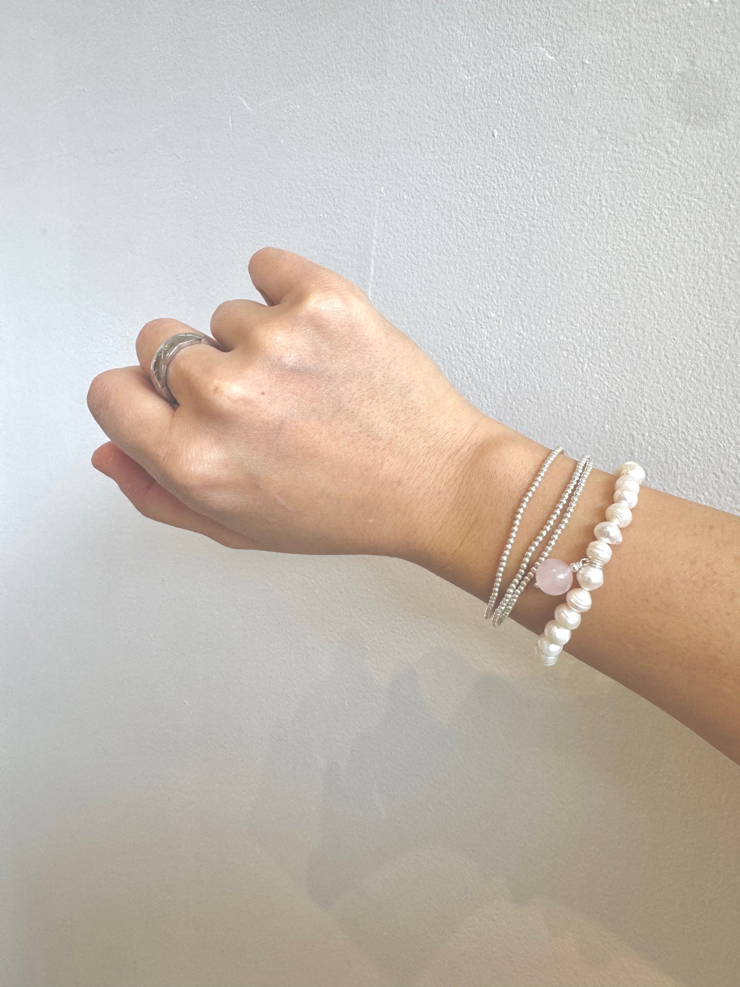 Freshwater Pearl Bracelet with Rose Quartz Accent — Summer Ready