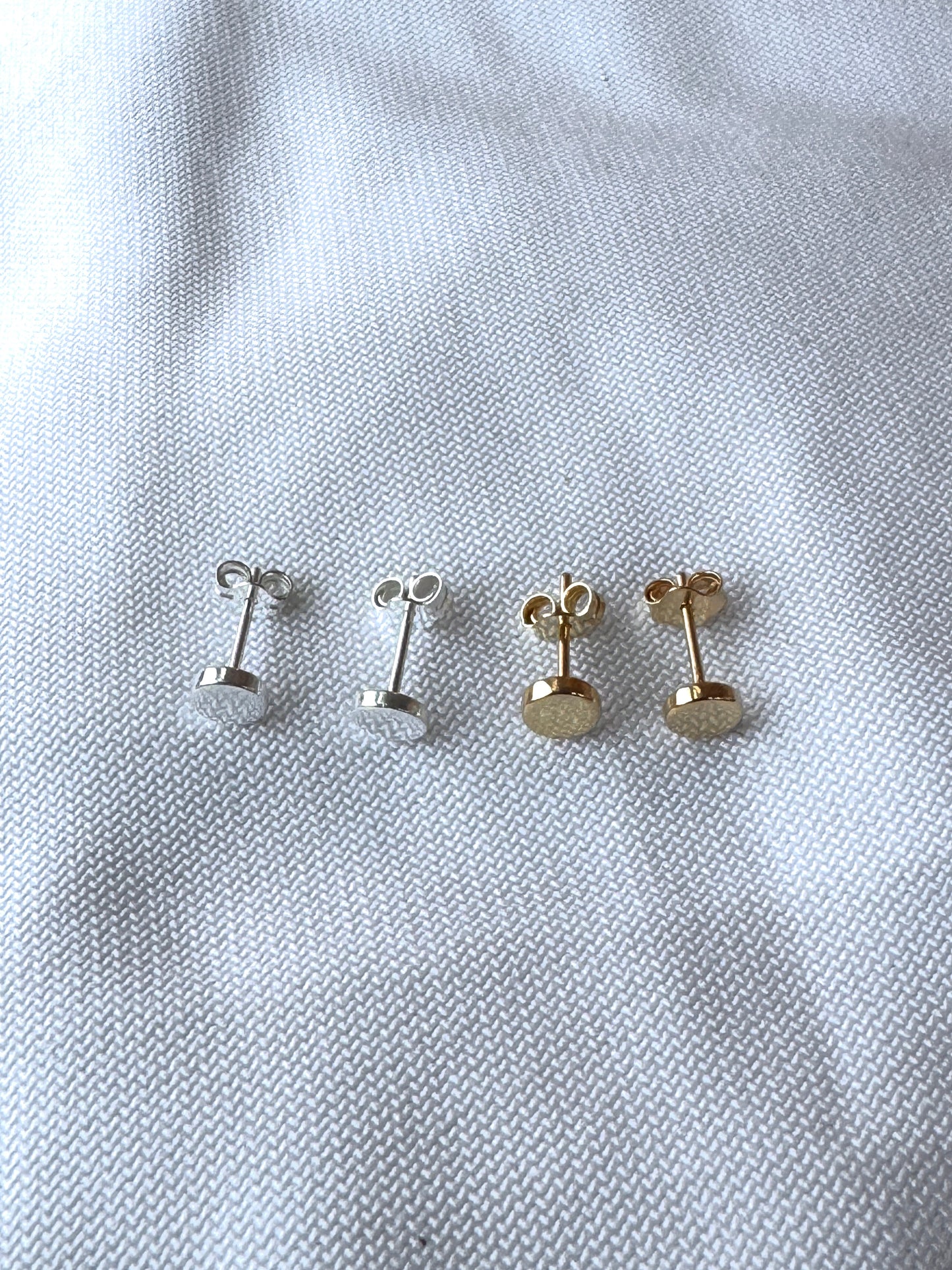 Minimalist Solid Circle Stud Earrings | Sterling Silver & Gold Plated | Everyday Dot Earrings