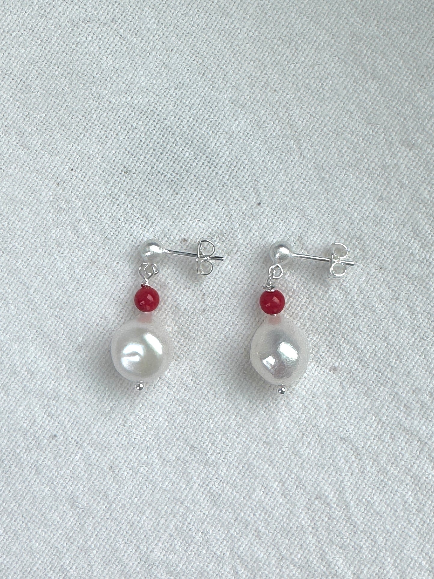 ✧ Red Sea Bamboo & Pearl Dangle Earrings – by Jenlet