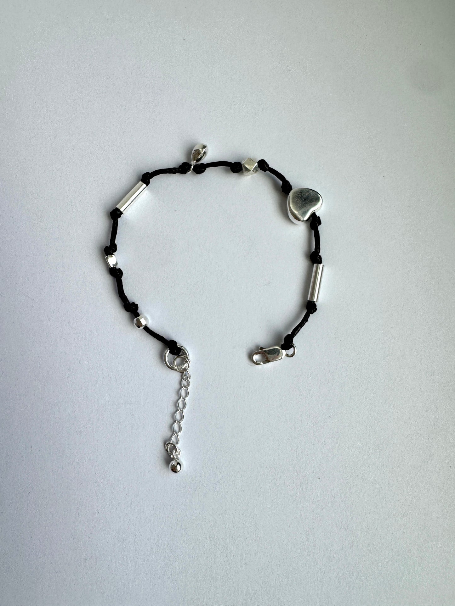 Silver Bead Bracelet on Waterproof Wax Cord – Minimal & Durable
