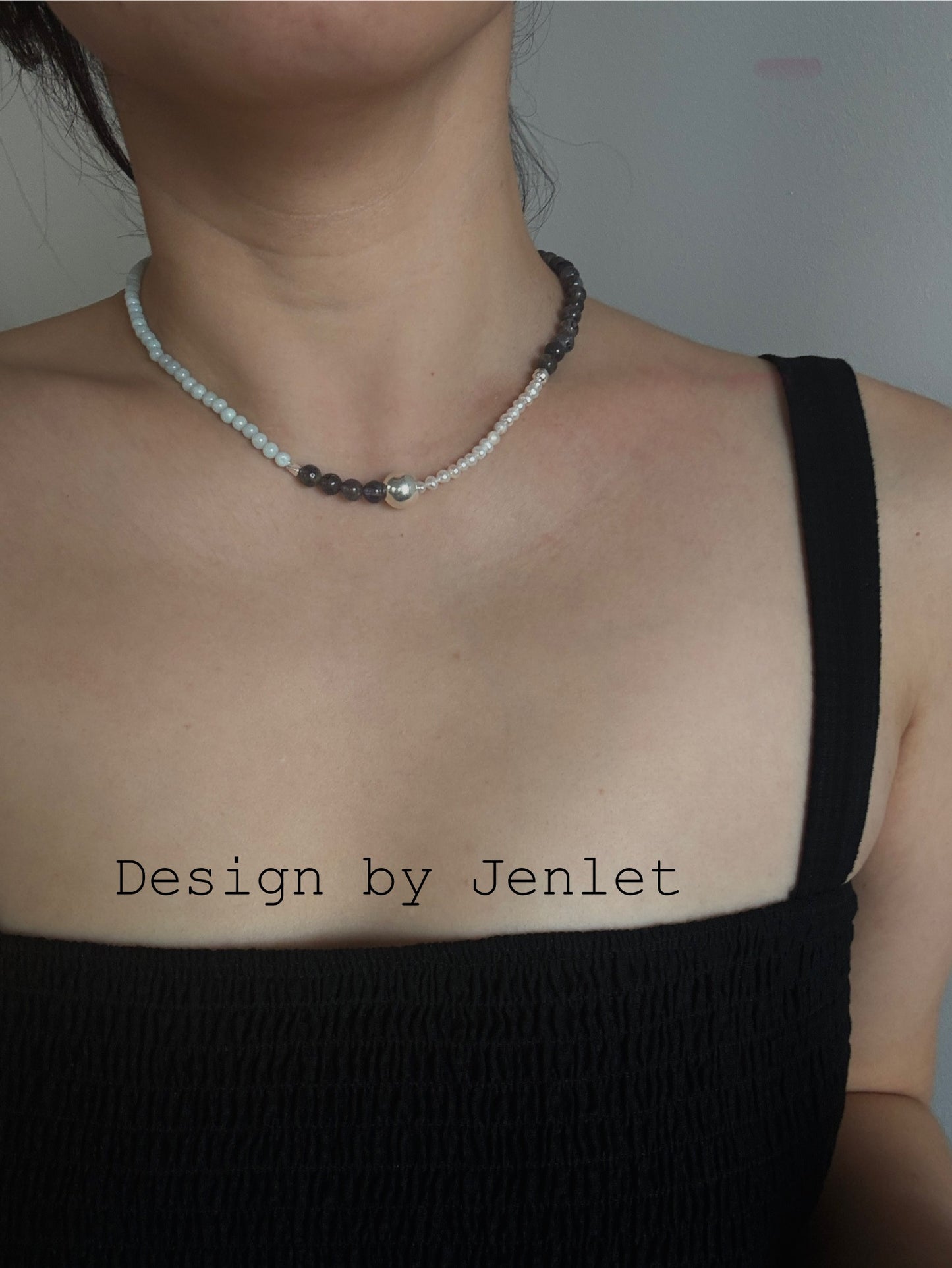 Amazonite, Labradorite & Pearl Silver Necklace