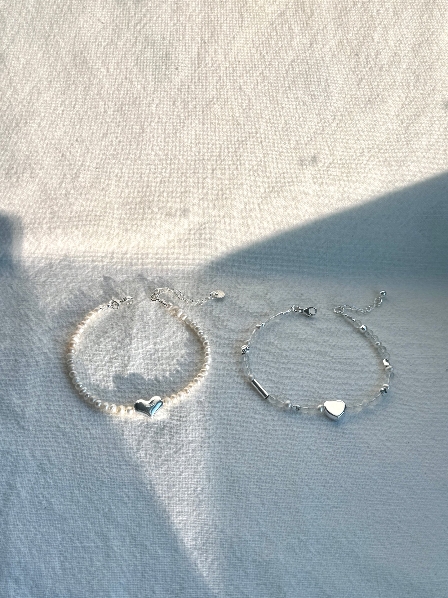 Freshwater Pearl Bracelet with Silver Heart – Adjustable 6.5” to 8”