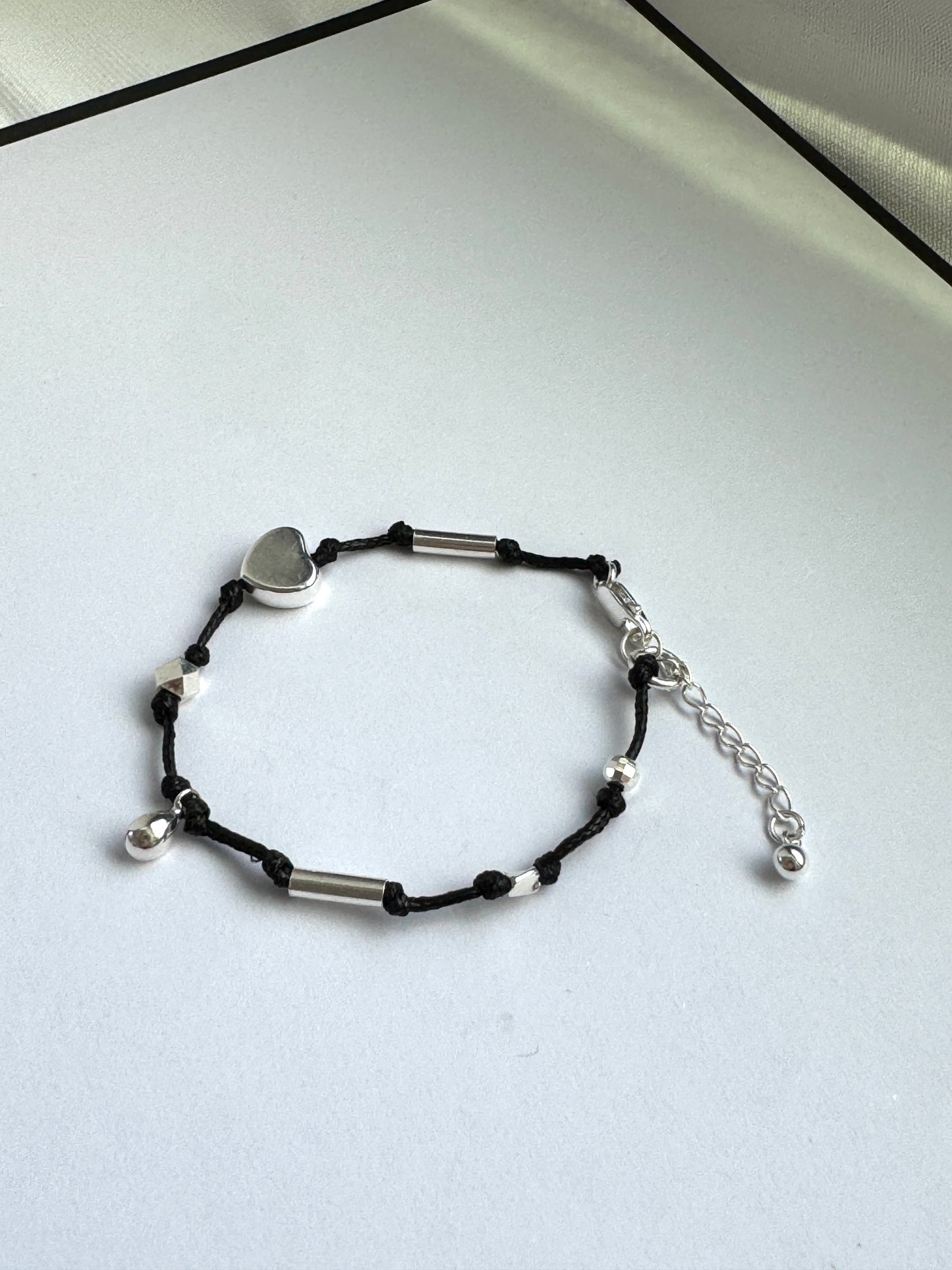 Silver Bead Bracelet on Waterproof Wax Cord – Minimal & Durable