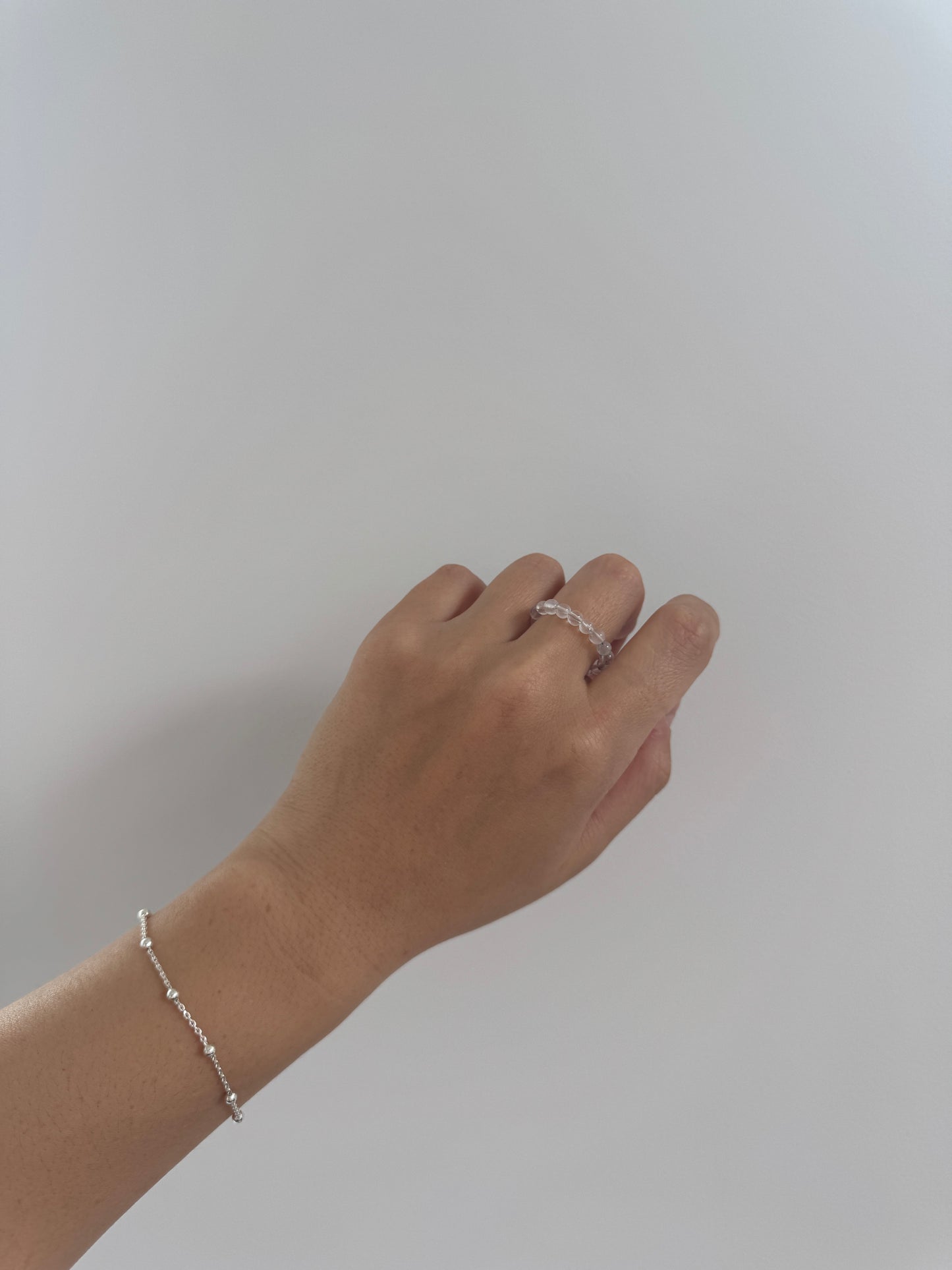 Rainbow Moonstone Beaded Ring - Handmade