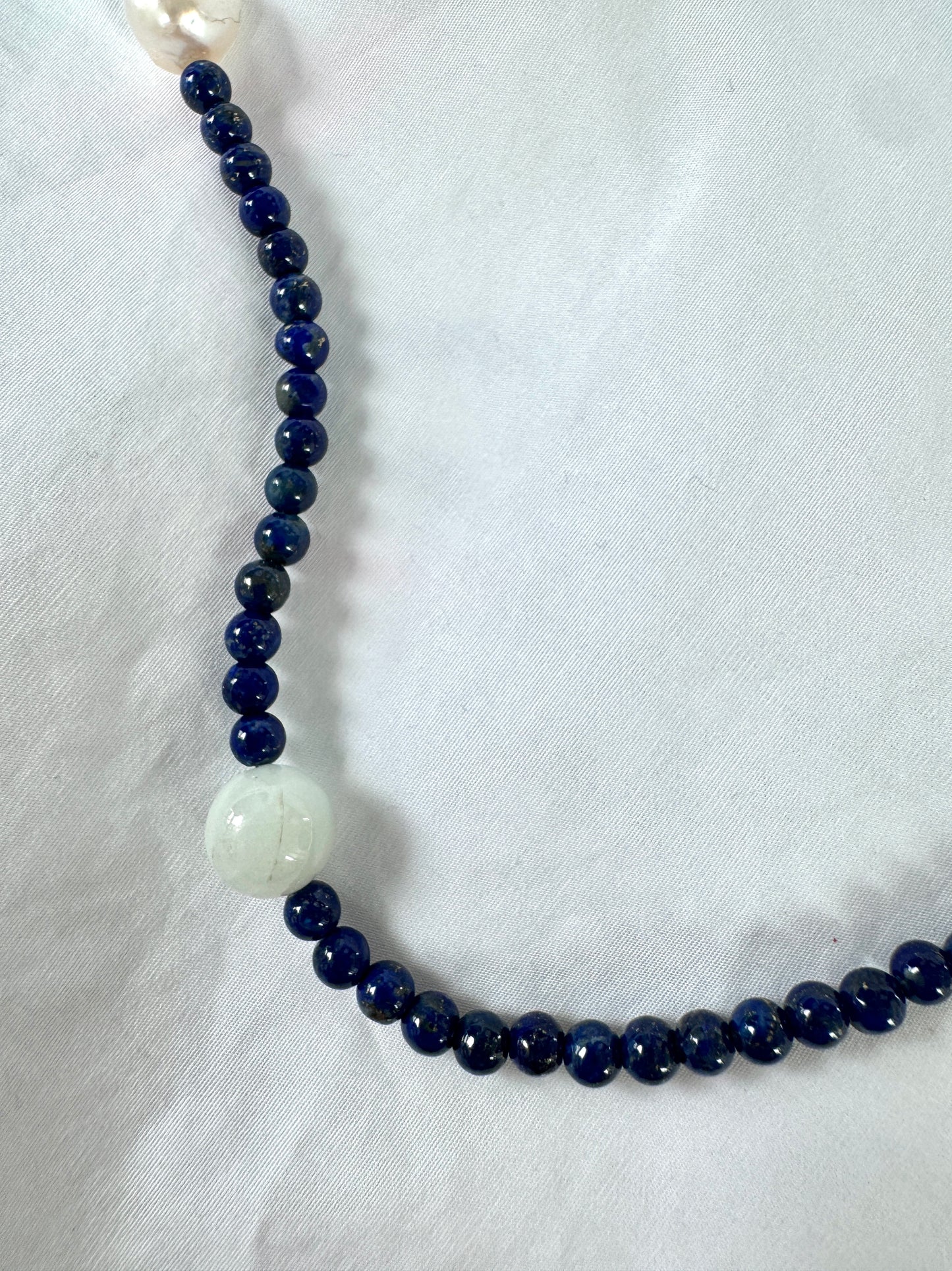 Lapis Lazuli & Gemstone Beaded Necklace with Pearl