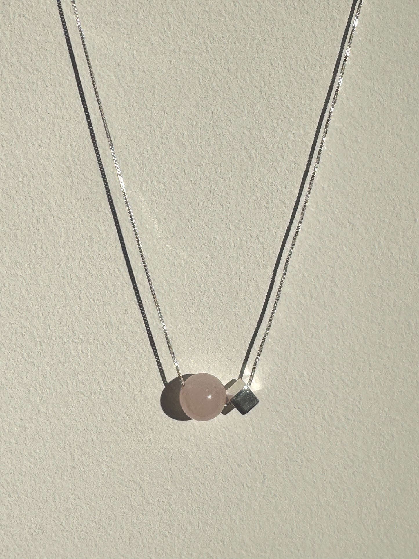 Natural Rose Quartz Silver Necklace – Handmade by Jenlet
