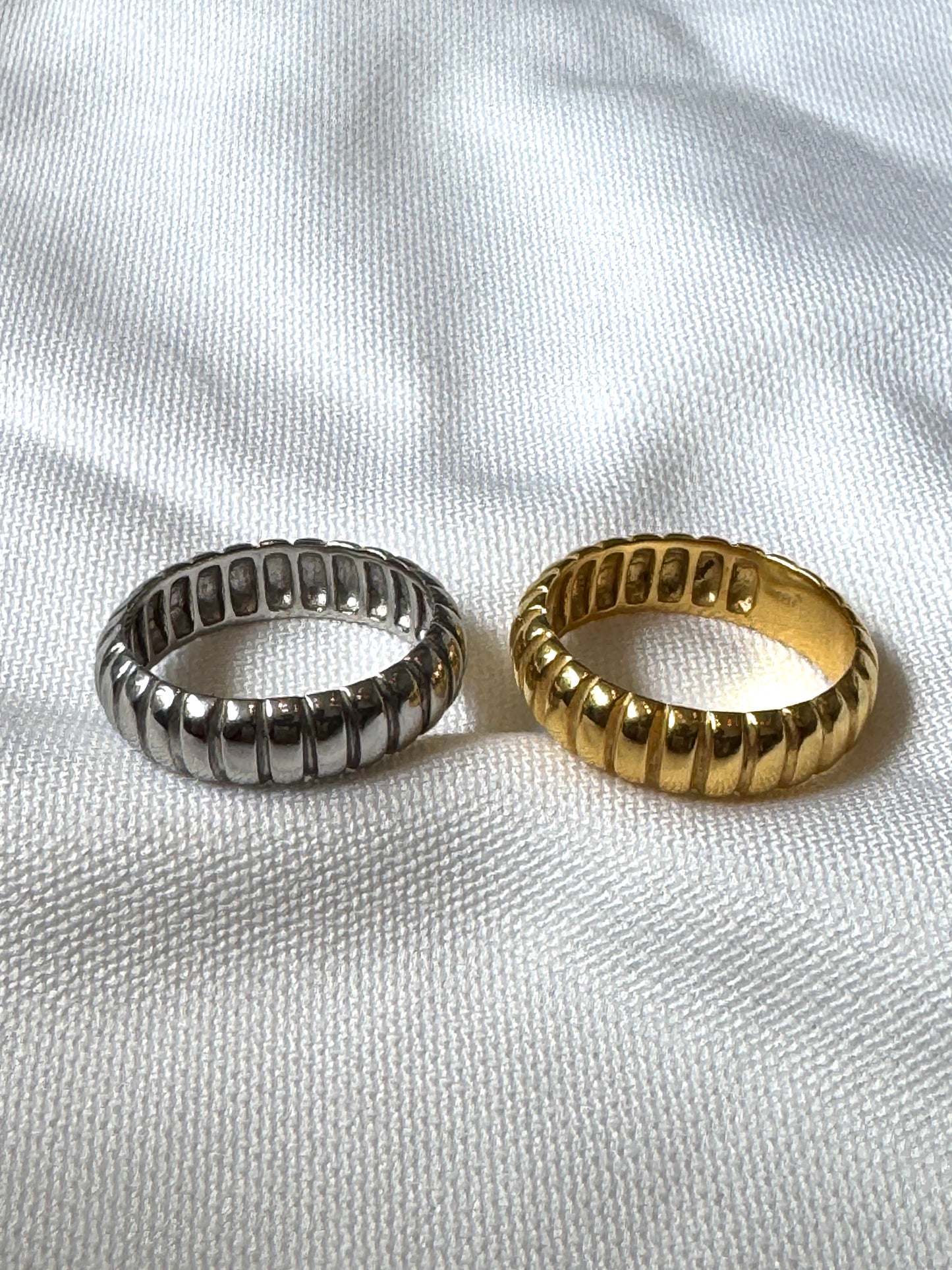 Chunky Textured Band Ring – Gold Plated & Silver