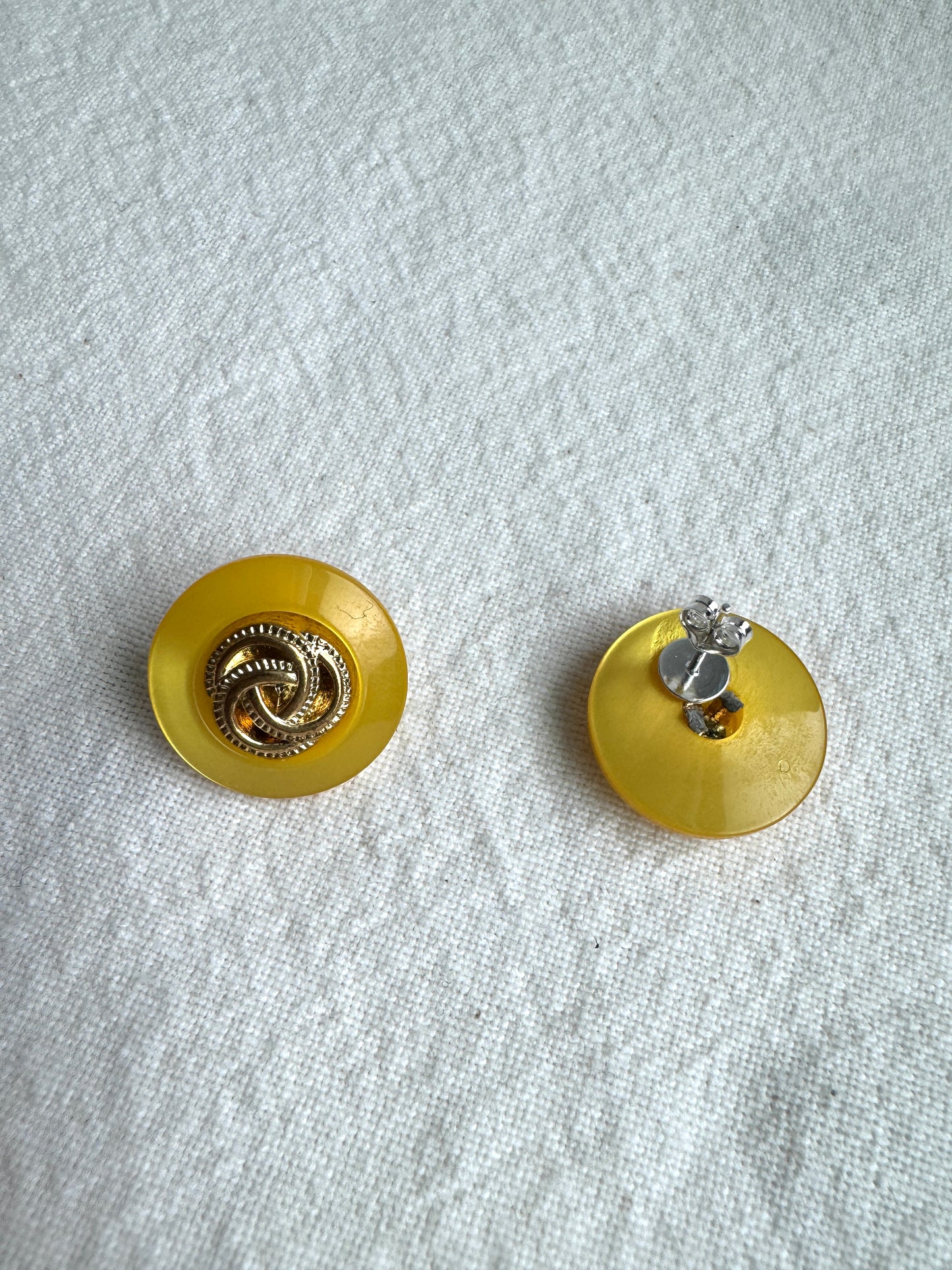 Vintage-Inspired Yellow Button Earrings