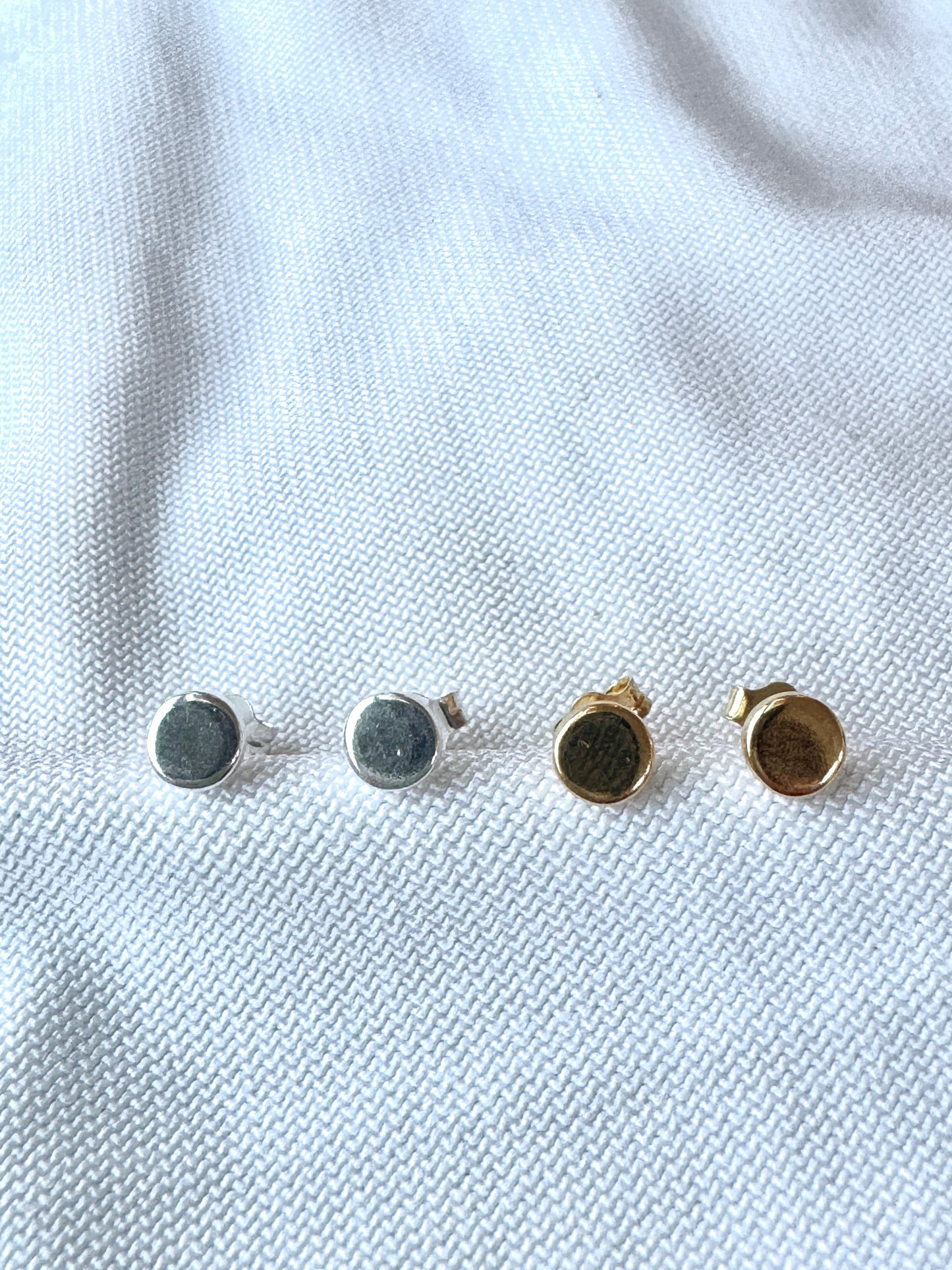 Minimalist Solid Circle Stud Earrings | Sterling Silver & Gold Plated | Everyday Dot Earrings