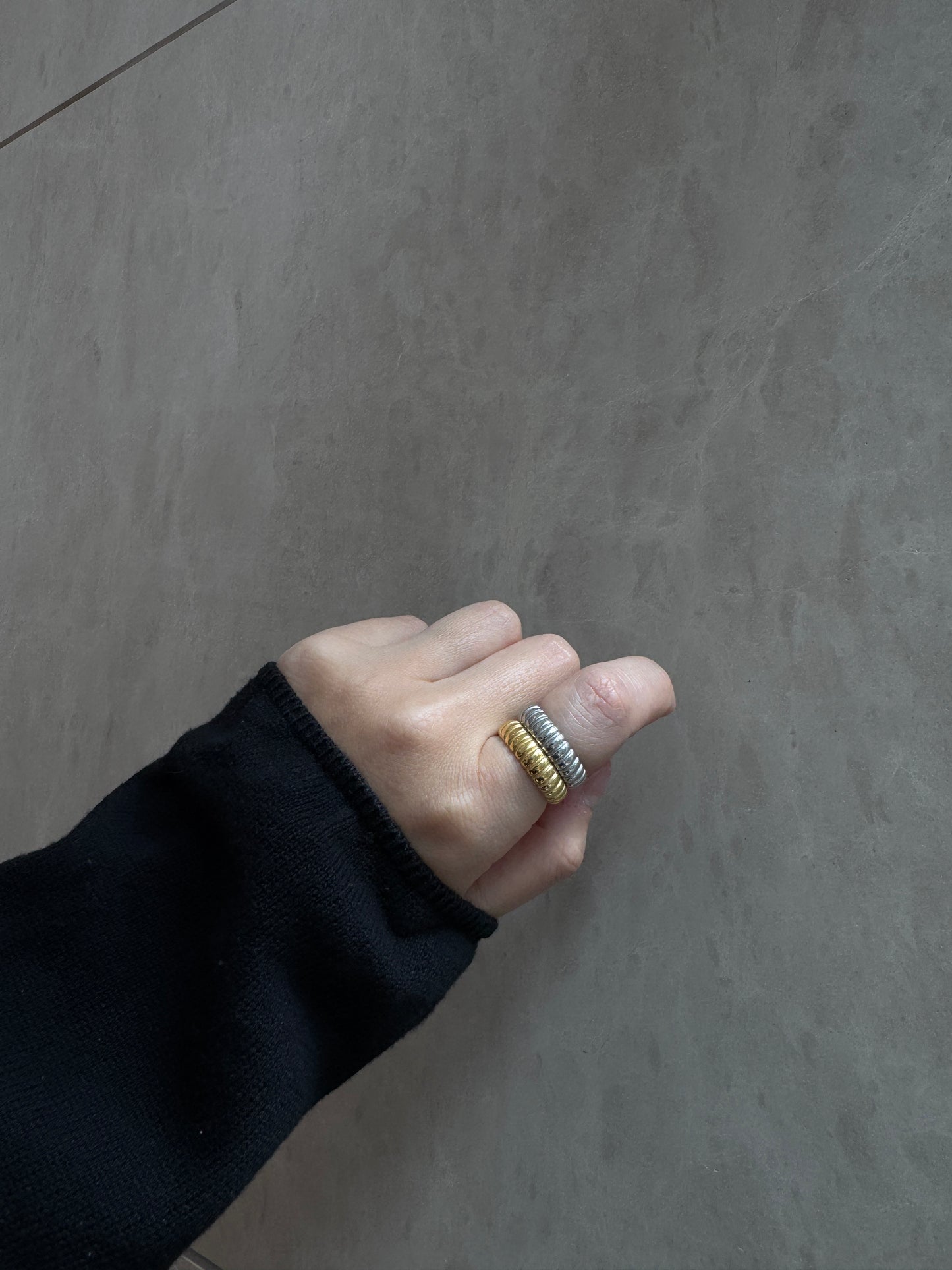 Chunky Textured Band Ring – Gold Plated & Silver