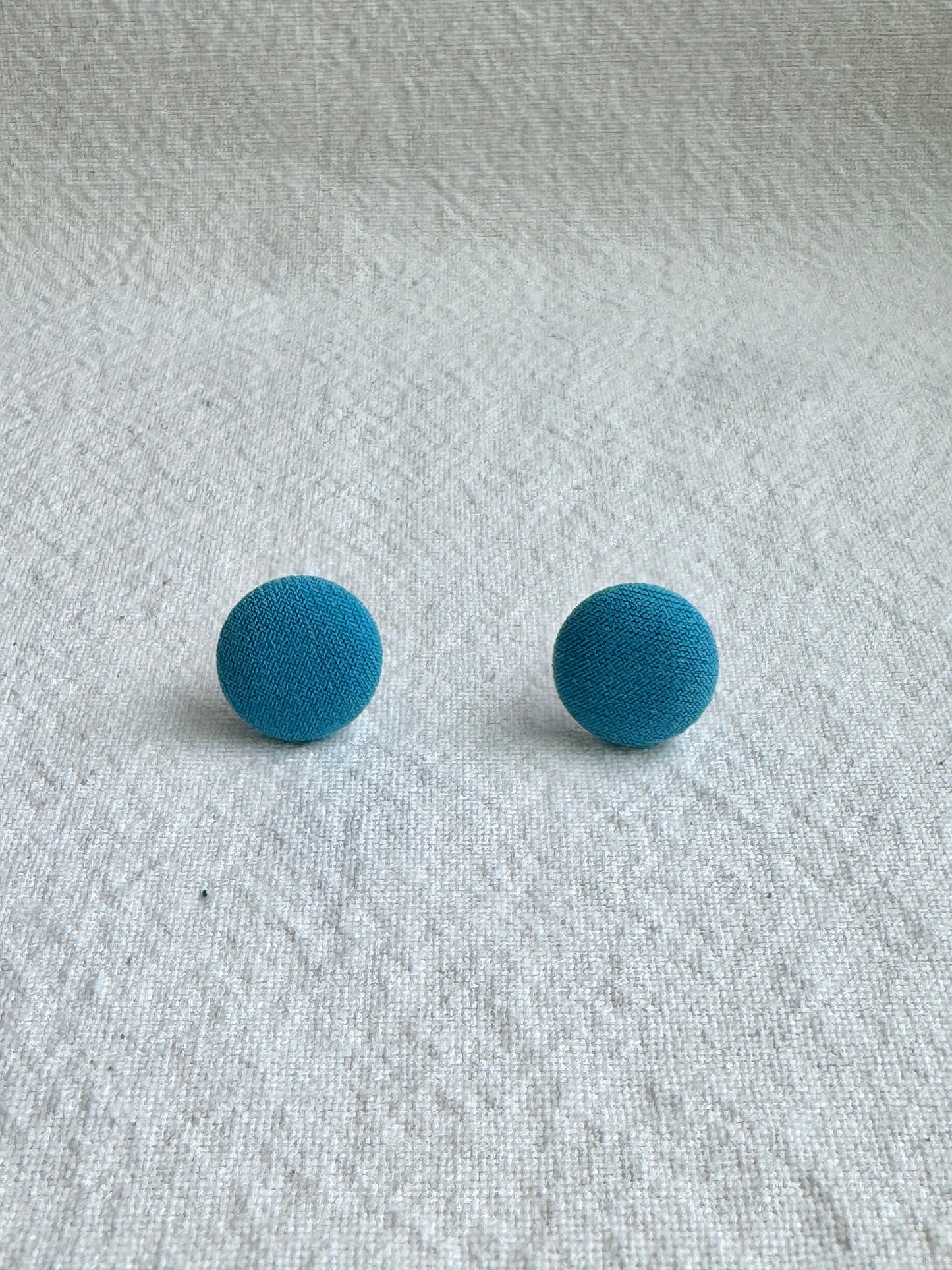 Turquoise Fabric Button Earrings