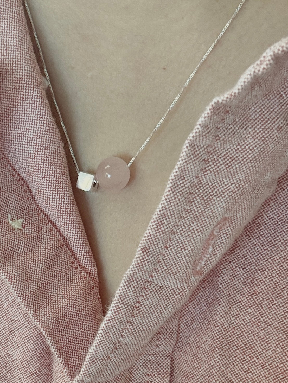 Natural Rose Quartz Silver Necklace – Handmade by Jenlet