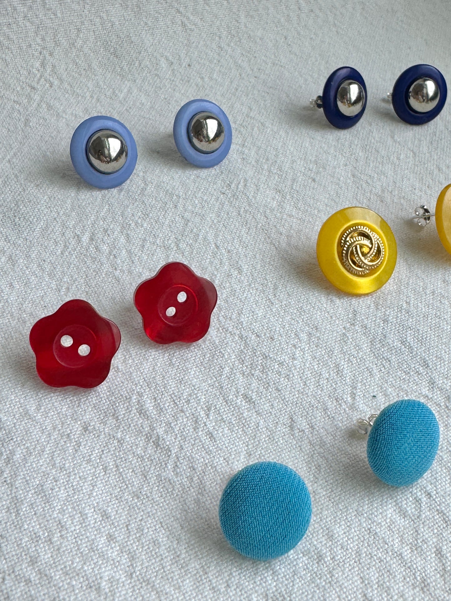 Red Shell Button Earrings