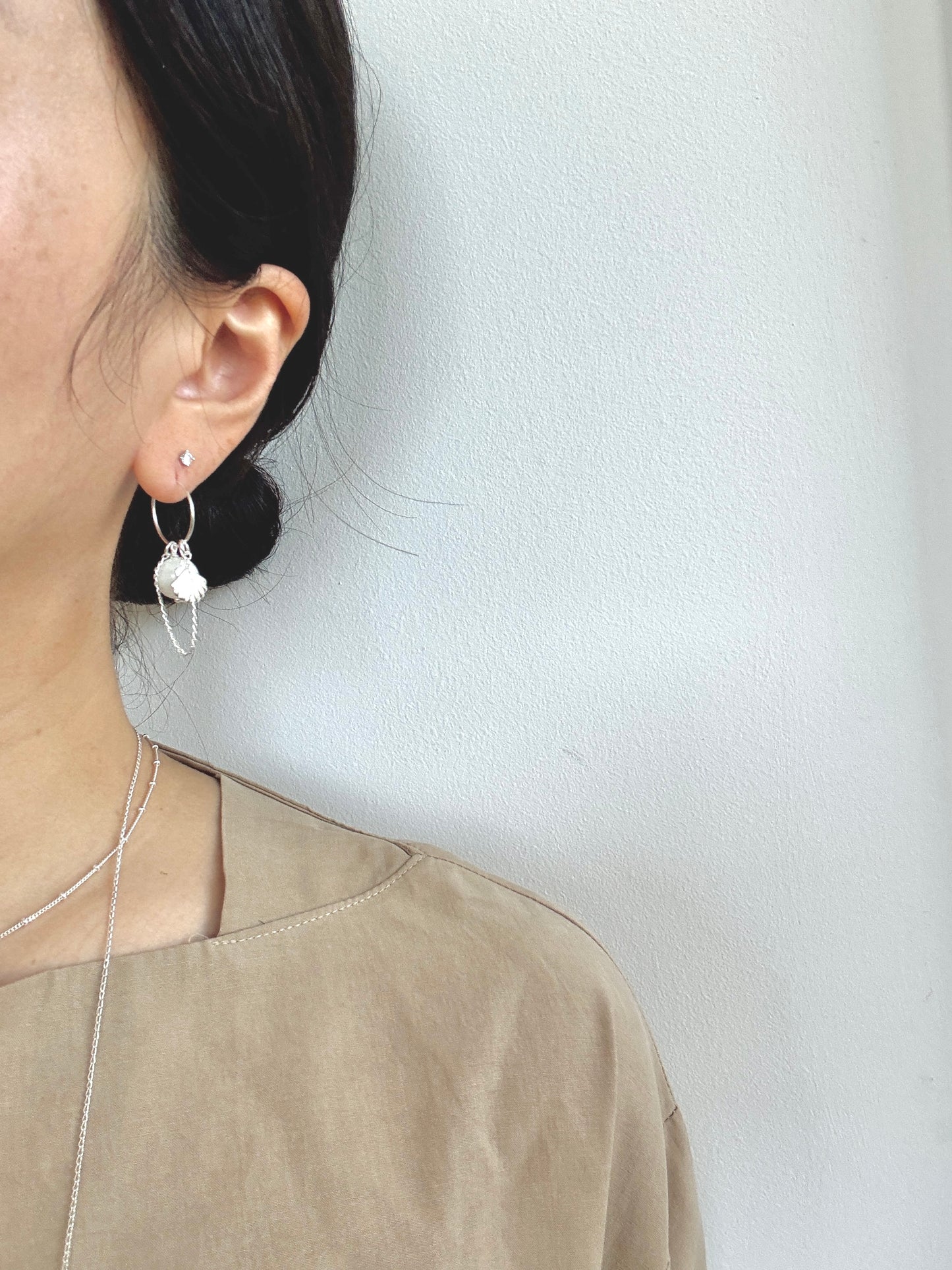 Handmade Aquamarine Earrings – 925 Silver Shell Dangles