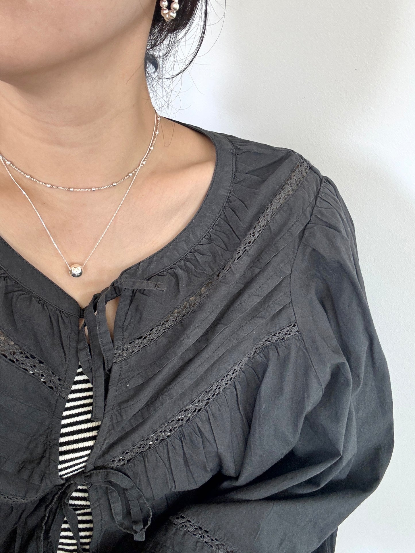 Minimalist Silver Ball Pendant Necklace | 925 Sterling Silver Chain