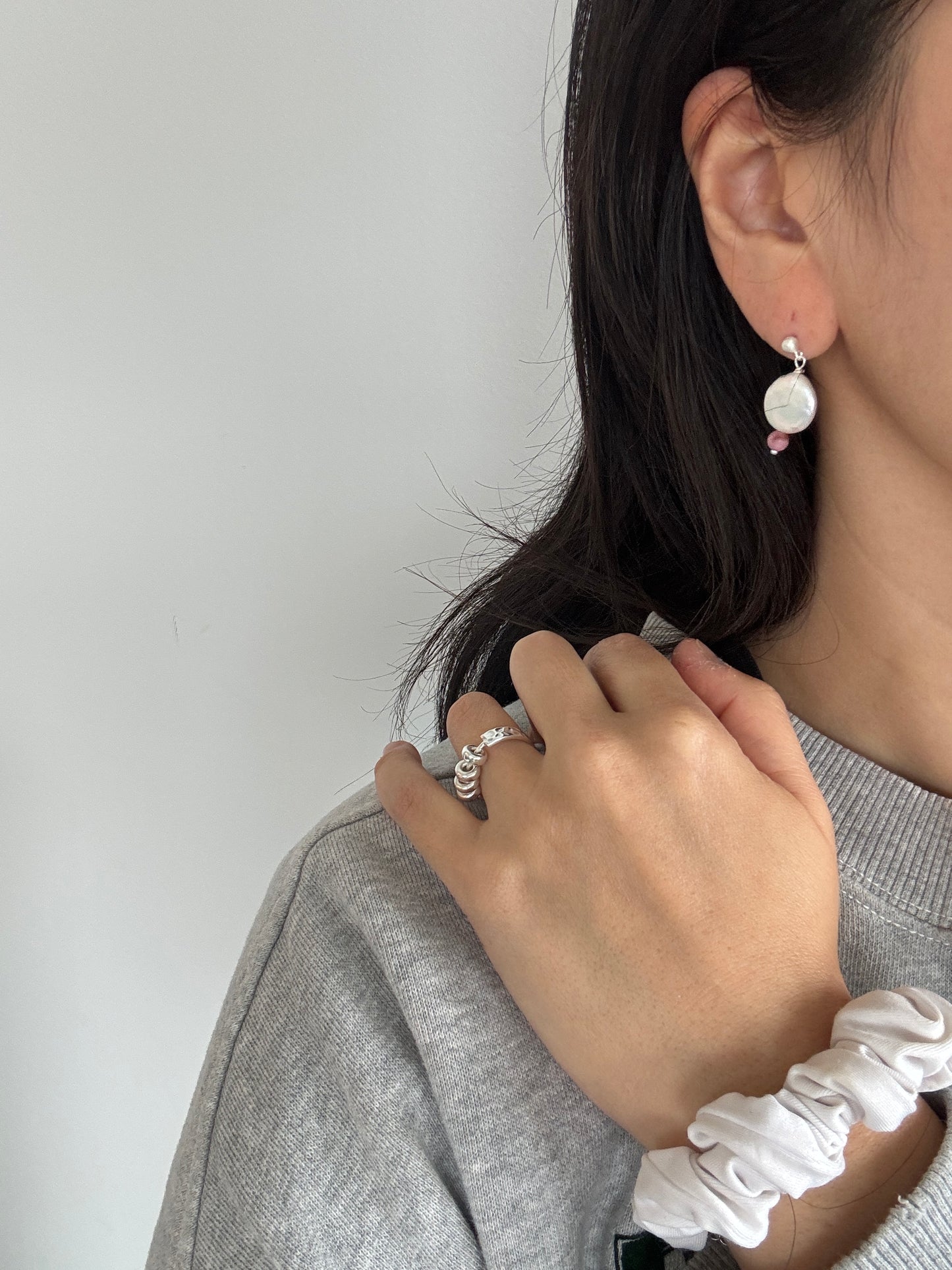 ✧ Freshwater Pearl & Pink Gem Earrings