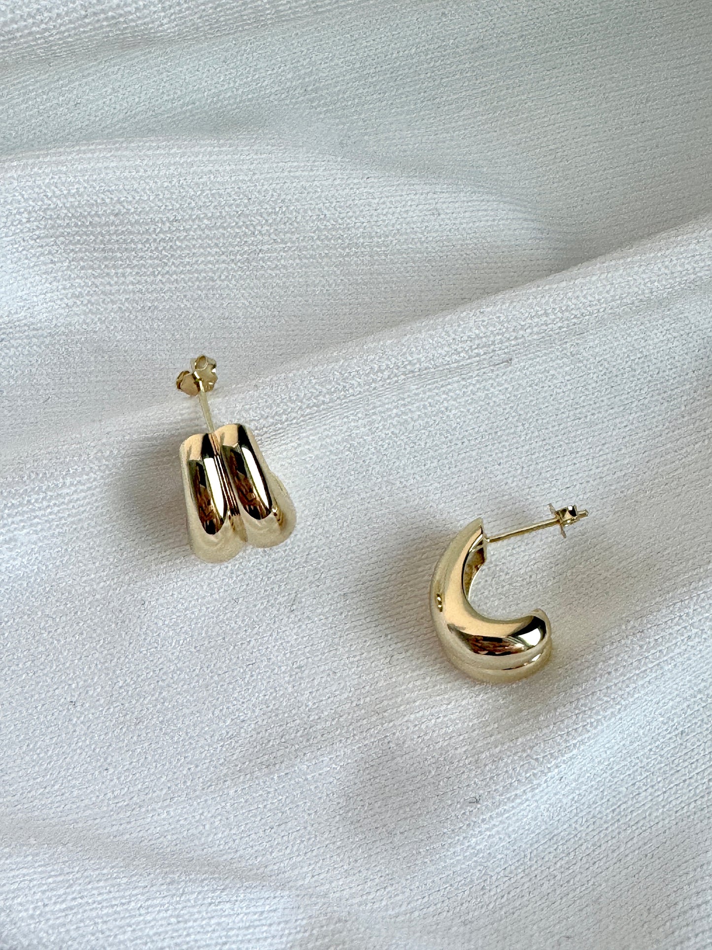 Bold Chunky Gold Plated Silver Stud Earrings