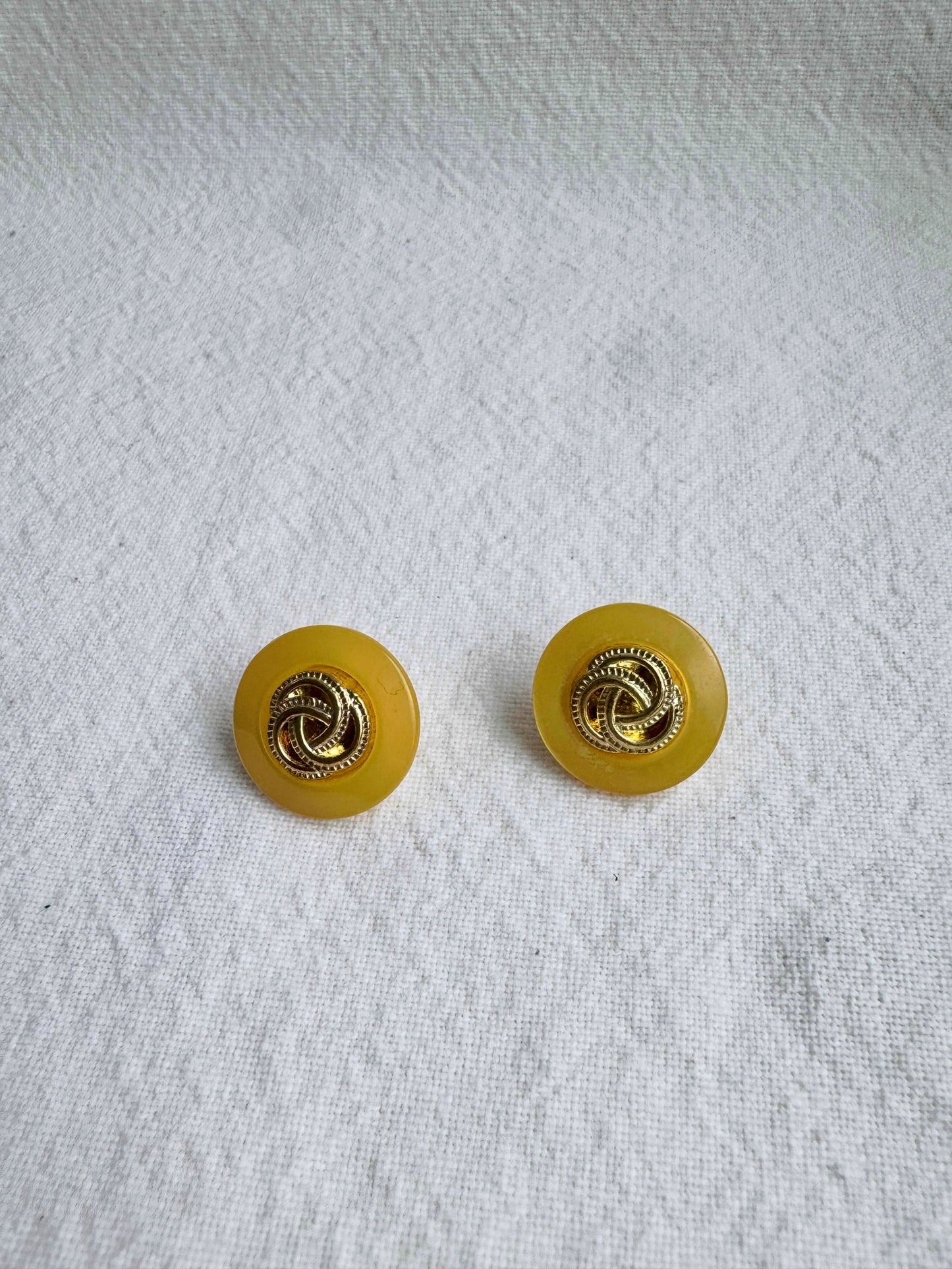 Vintage-Inspired Yellow Button Earrings