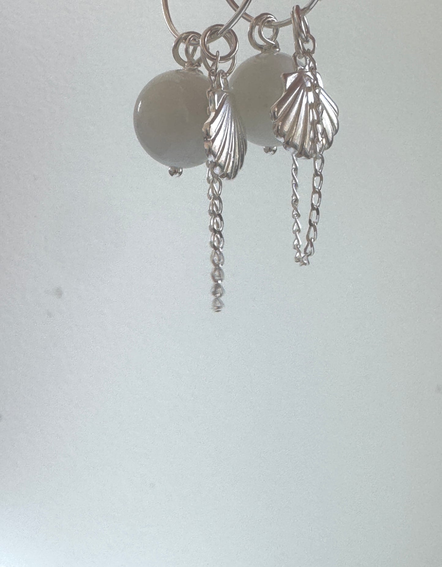 Handmade Aquamarine Earrings – 925 Silver Shell Dangles