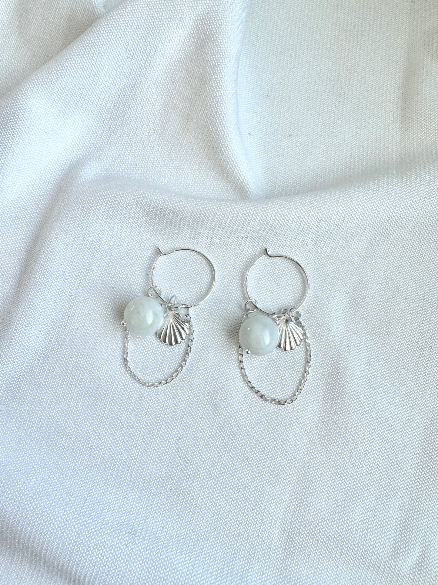 Handmade Aquamarine Earrings – 925 Silver Shell Dangles