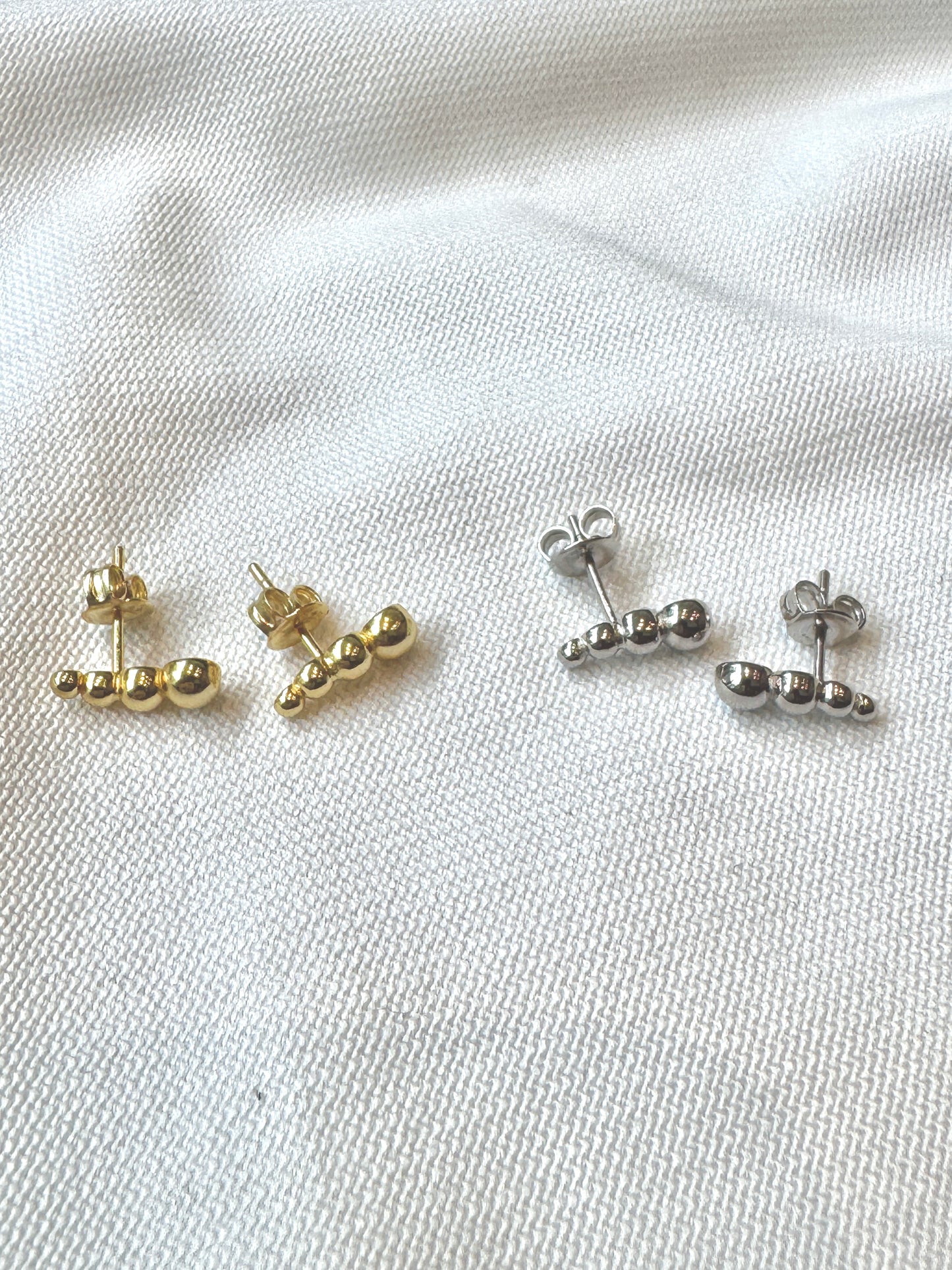 Dainty Climber Earrings | Silver or Gold Plated | Small Crawler Studs
