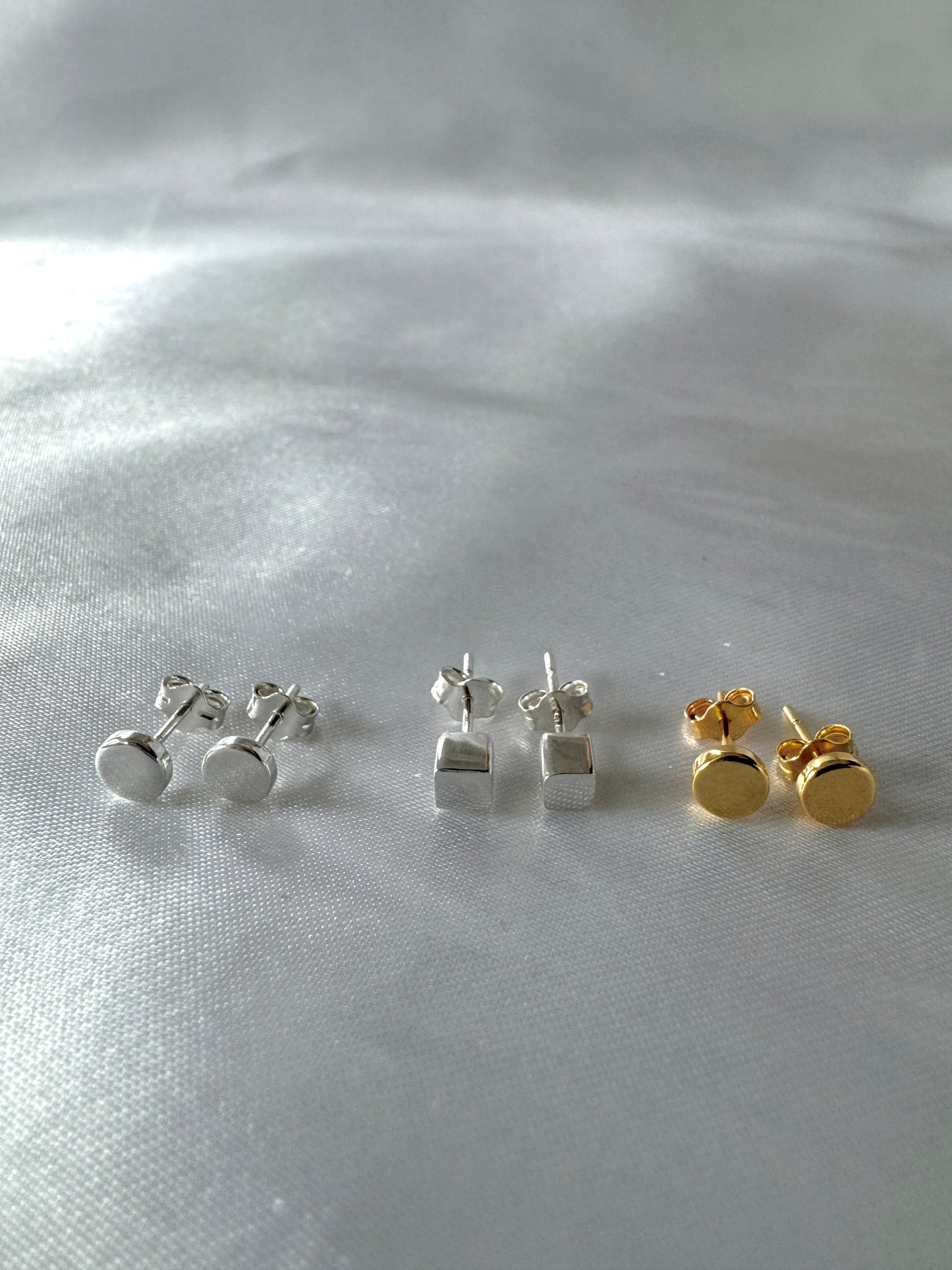 5mm Stud Earring Set – Sterling Silver & Gold Plated, Circle & Square Shapes
