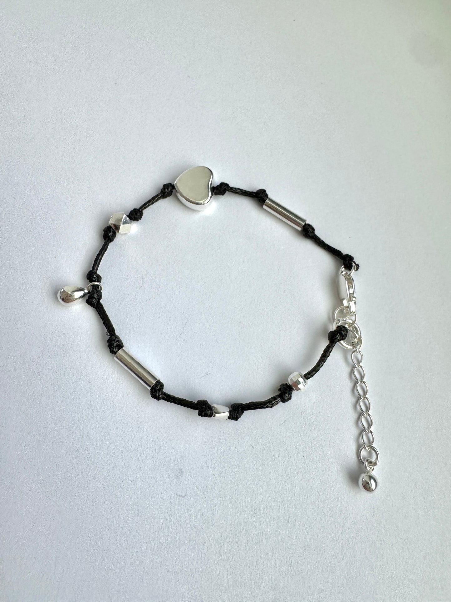 Silver Bead Bracelet on Waterproof Wax Cord – Minimal & Durable