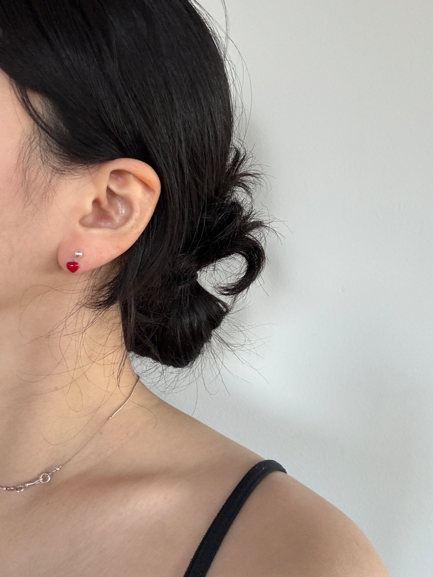 Red Heart Stud Earrings – Sterling Silver Posts with Glossy Enamel Finish