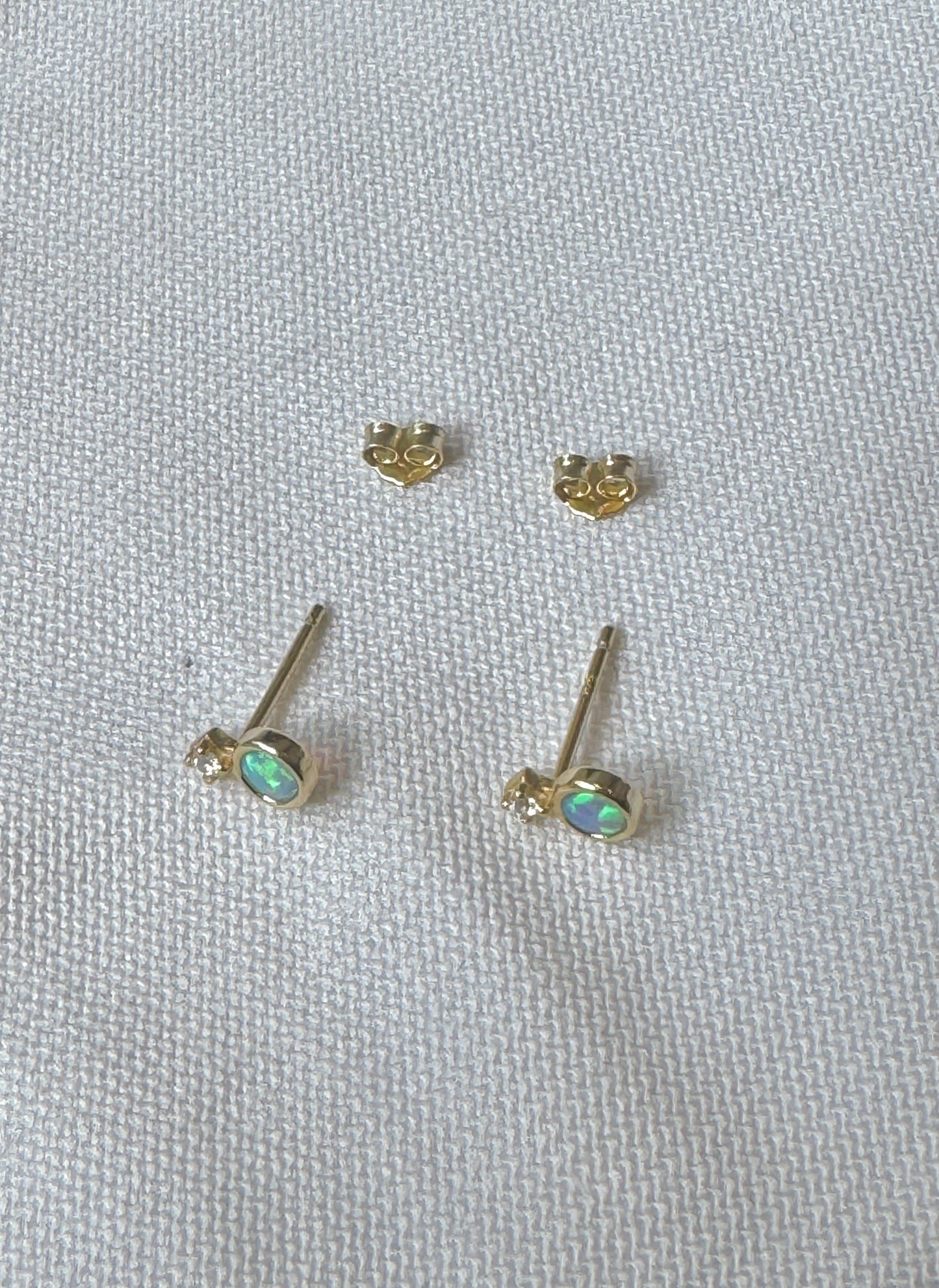 Opal Stud Earrings – Minimal Gold Plated Sterling Silver