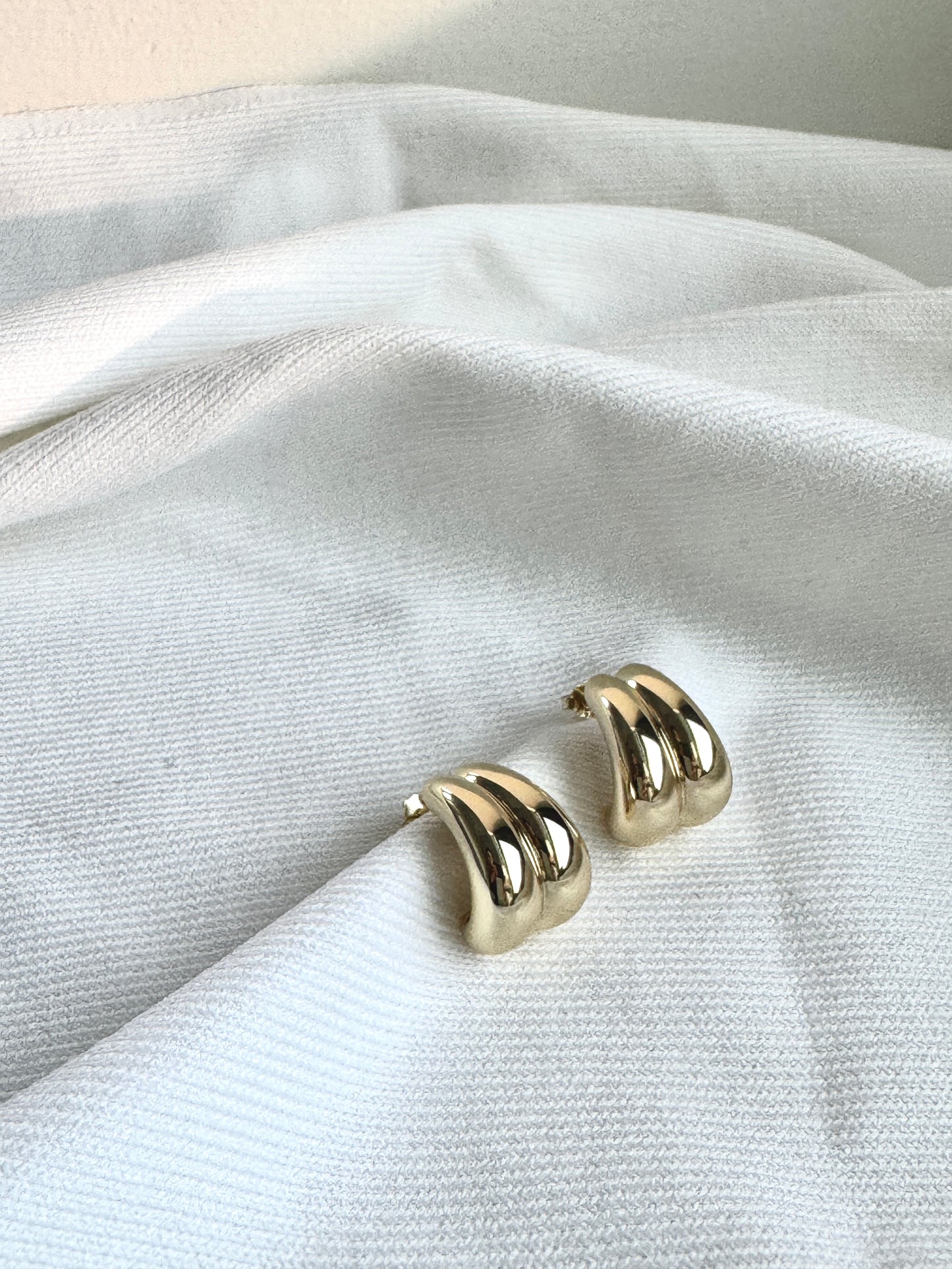 Bold Chunky Gold Plated Silver Stud Earrings