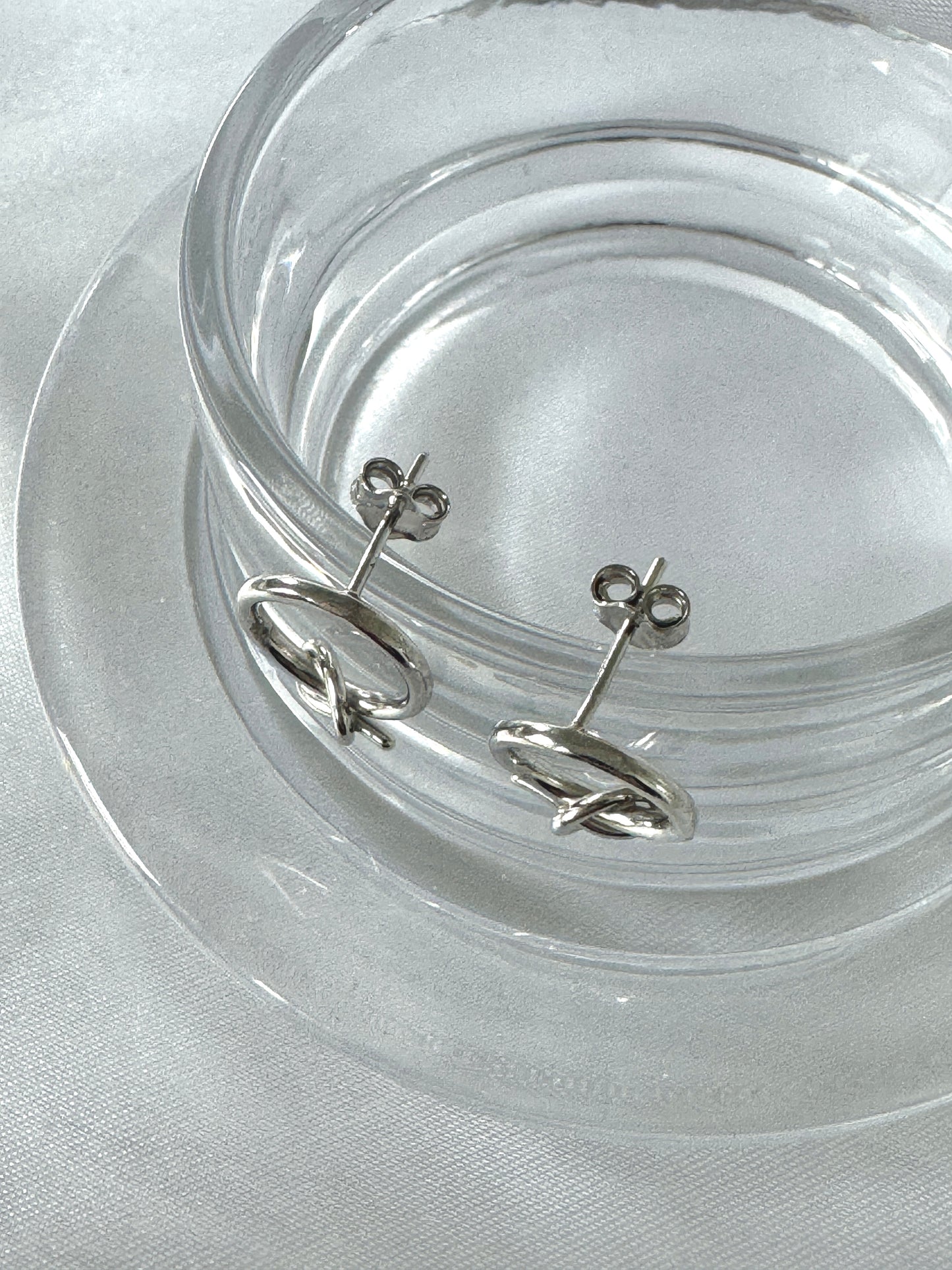 Knot Circle Stud Earrings – Minimalist Sterling Silver Design