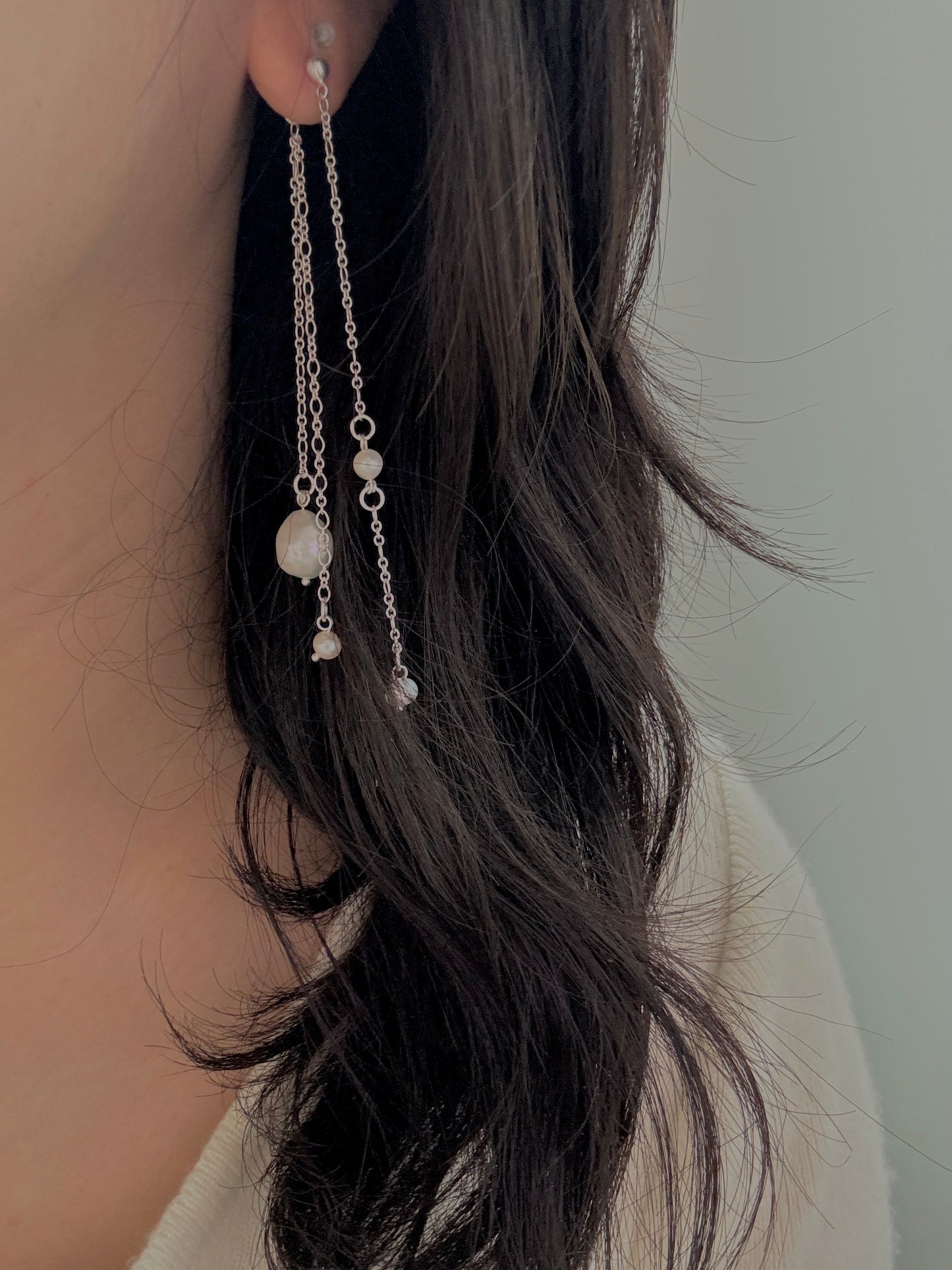 Handmade Silver Drop Earrings with Freshwater Pearls