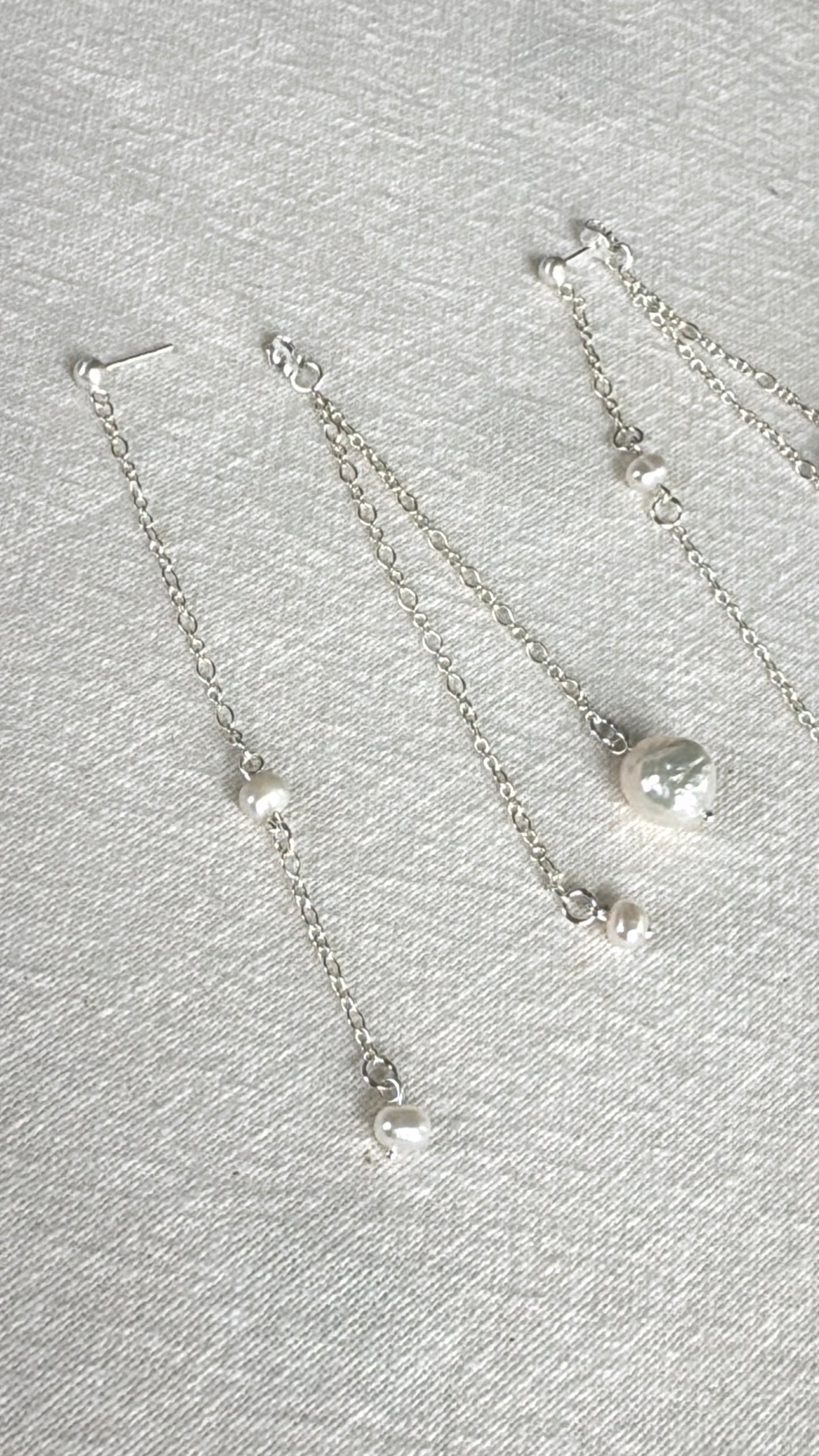 Handmade Silver Drop Earrings with Freshwater Pearls