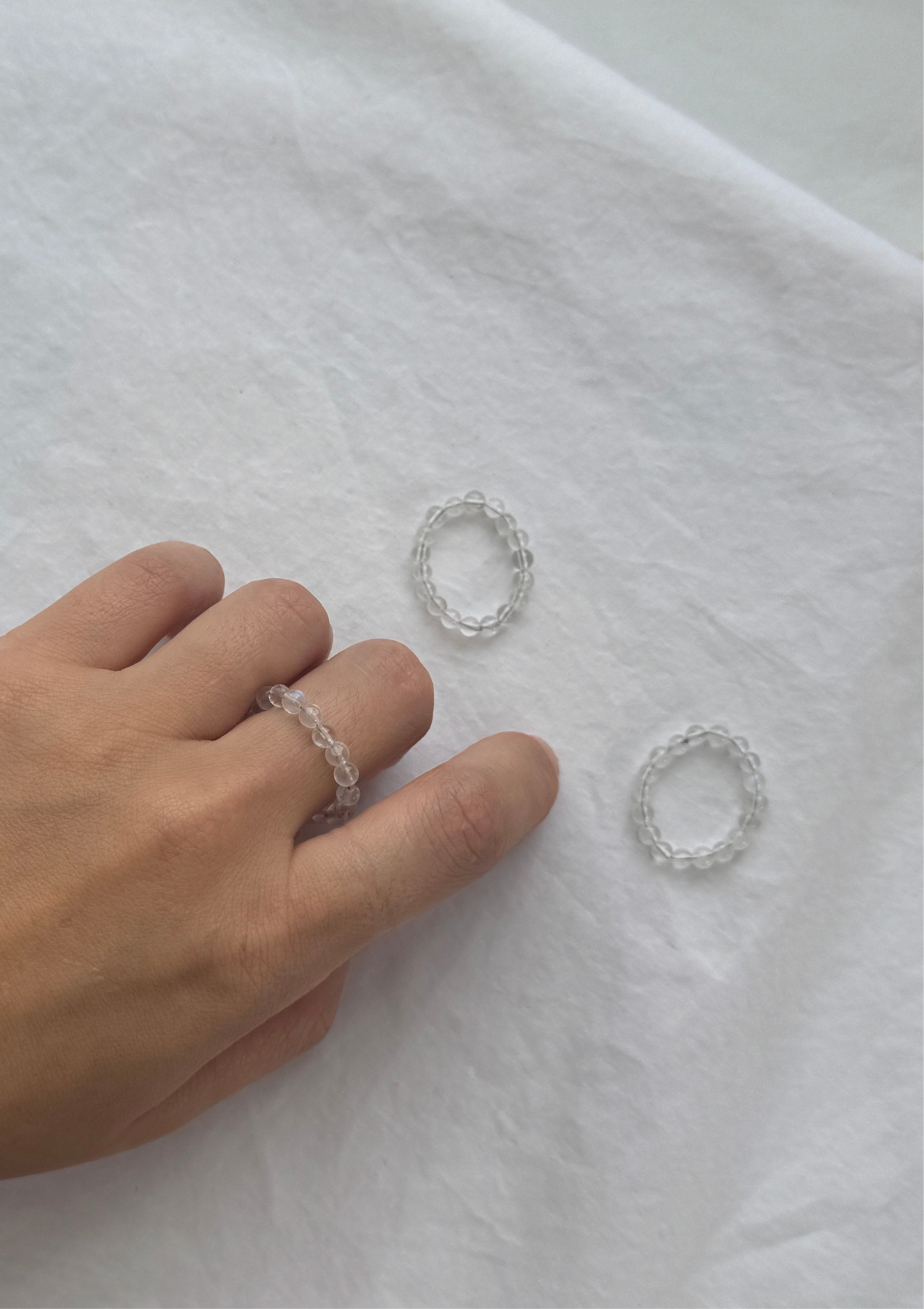 Rainbow Moonstone Beaded Ring - Handmade