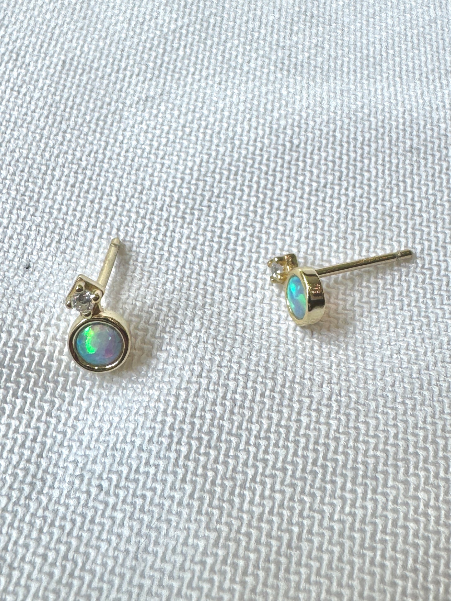 Opal Stud Earrings – Minimal Gold Plated Sterling Silver