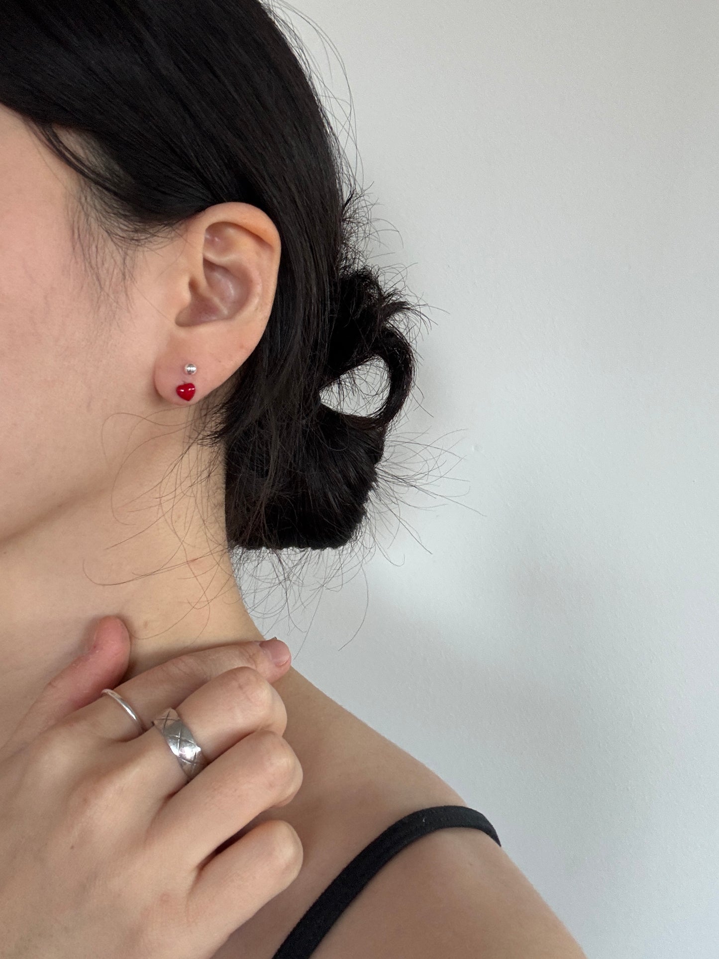 Red Heart Stud Earrings – Sterling Silver Posts with Glossy Enamel Finish