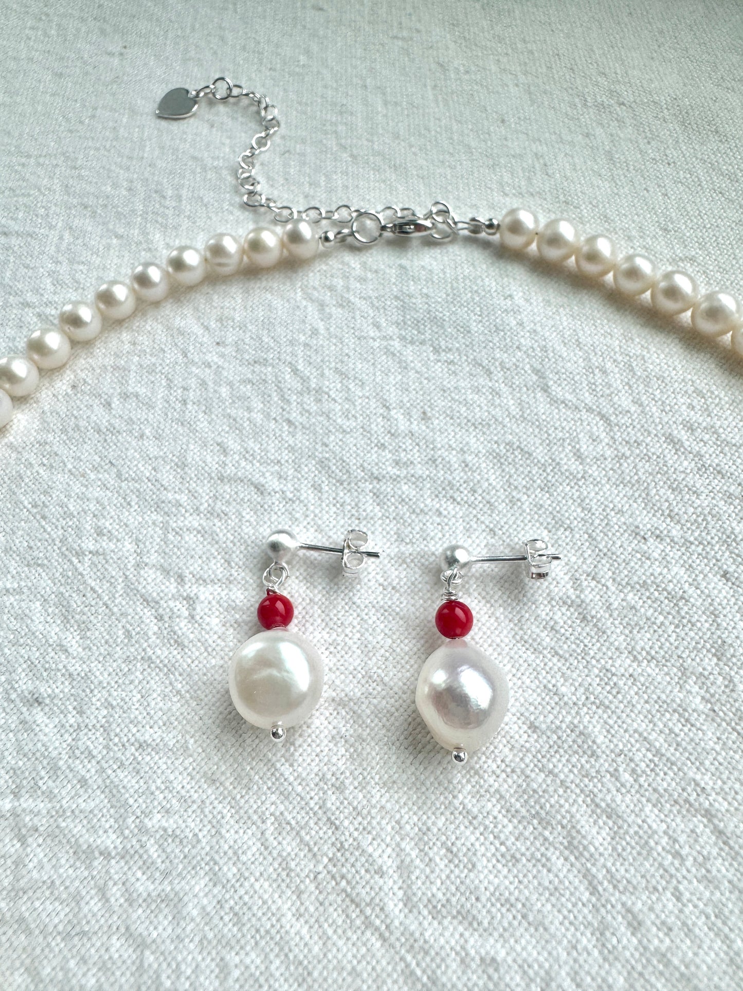 ✧ Red Sea Bamboo & Pearl Dangle Earrings – by Jenlet