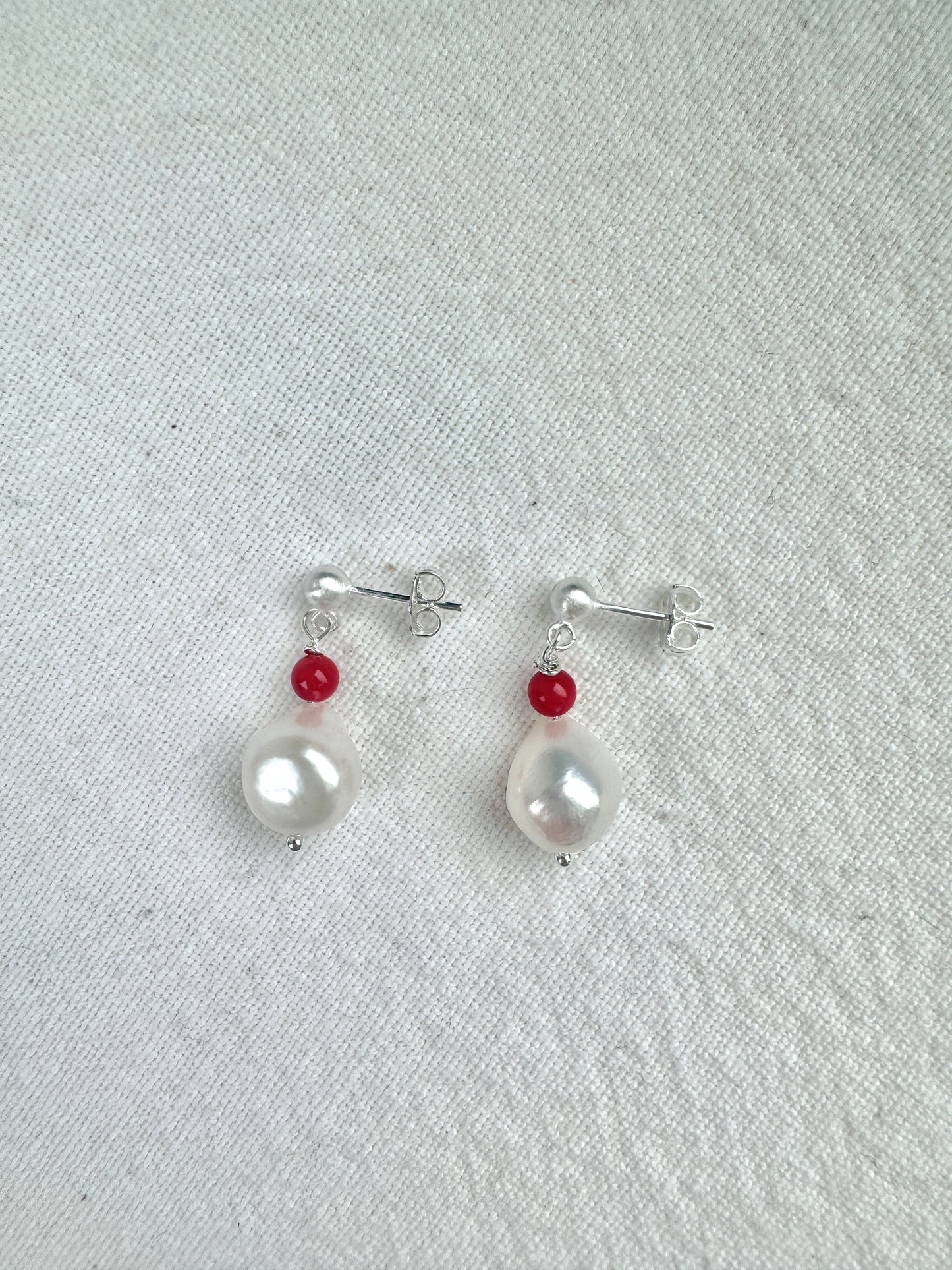 ✧ Red Sea Bamboo & Pearl Dangle Earrings – by Jenlet
