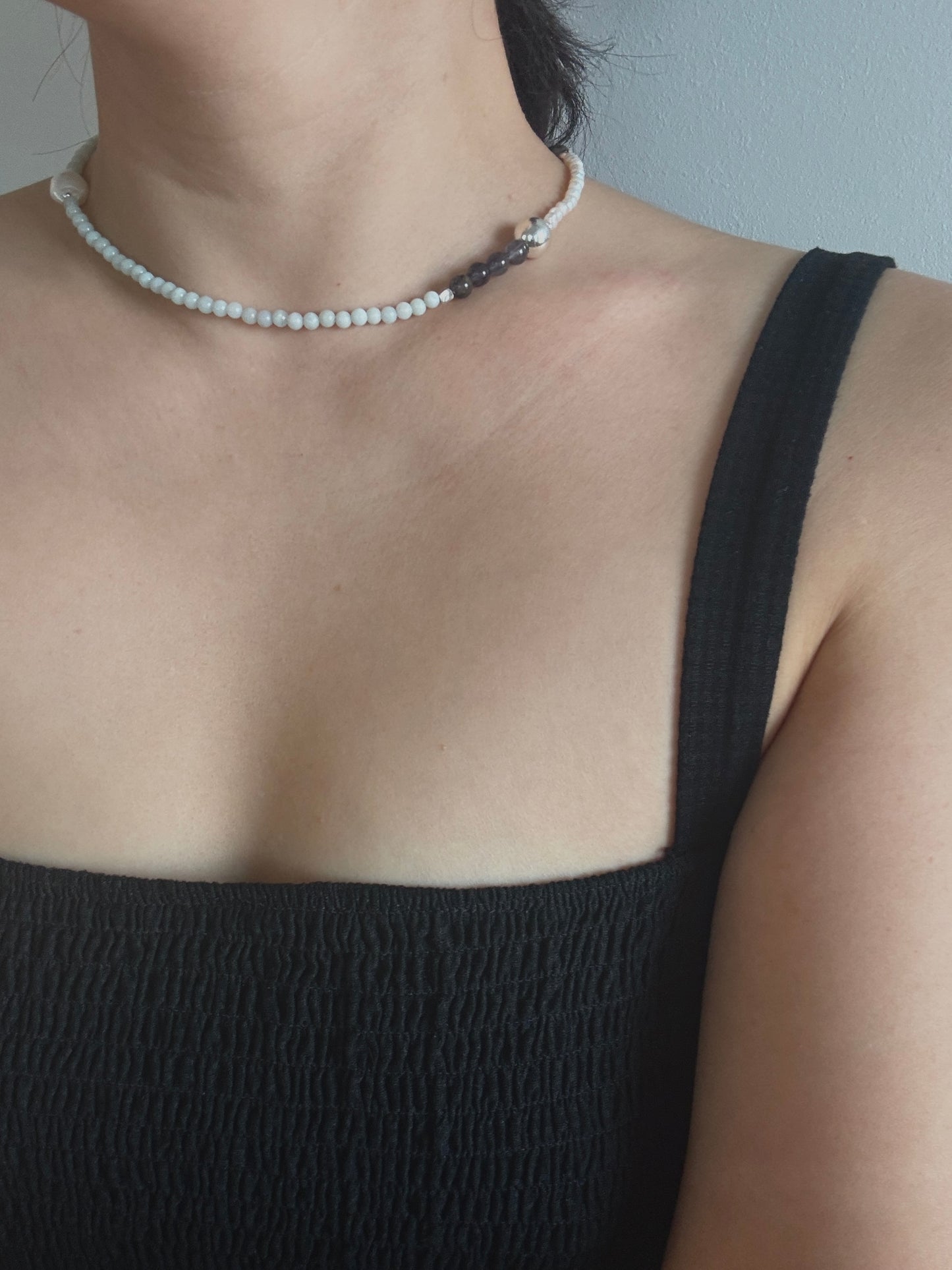 Amazonite, Labradorite & Pearl Silver Necklace
