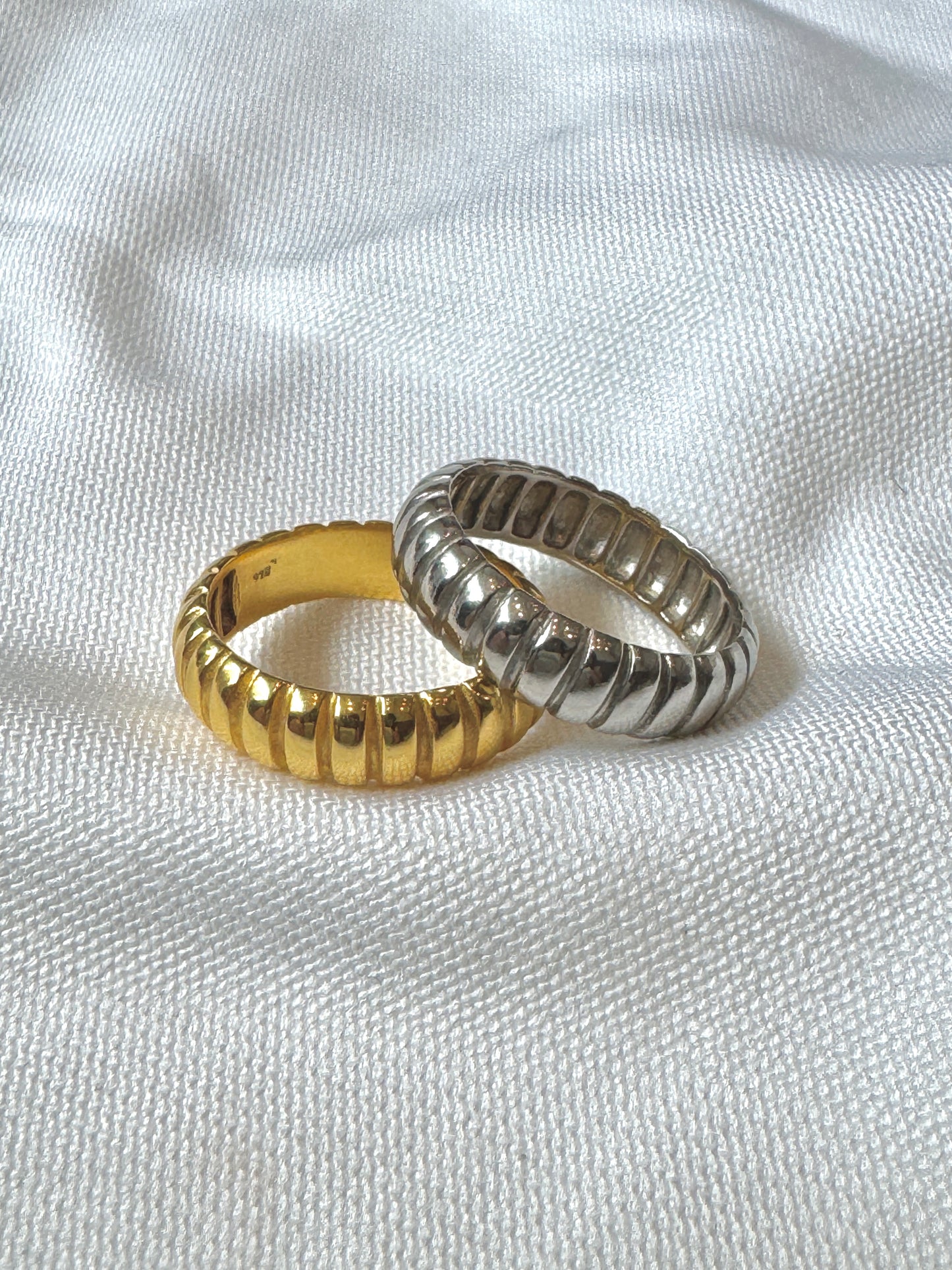 Chunky Textured Band Ring – Gold Plated & Silver